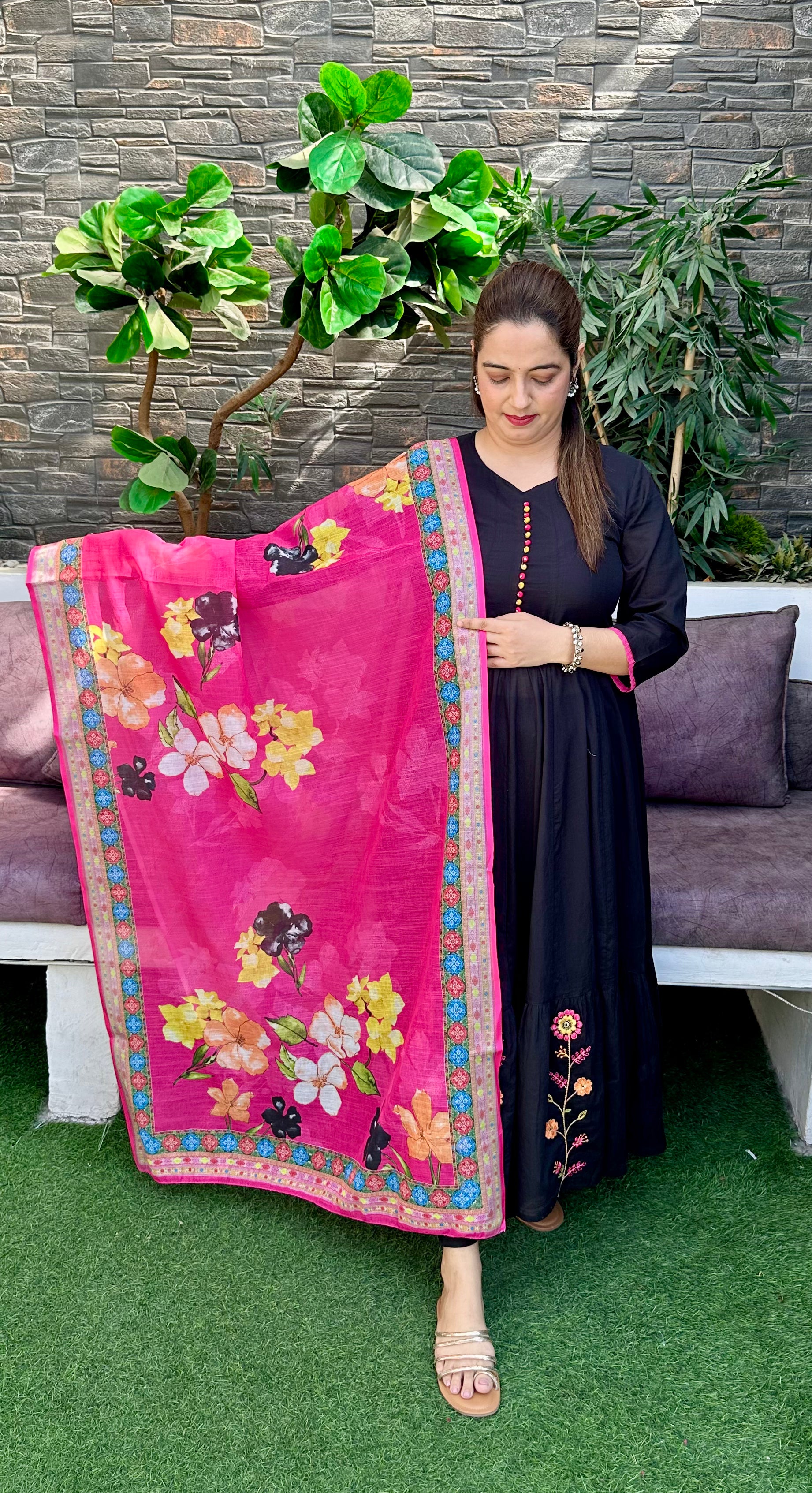 Mul Cotton Full Flair Anarkali Suit with Mul Chanderi Dupatta ✨