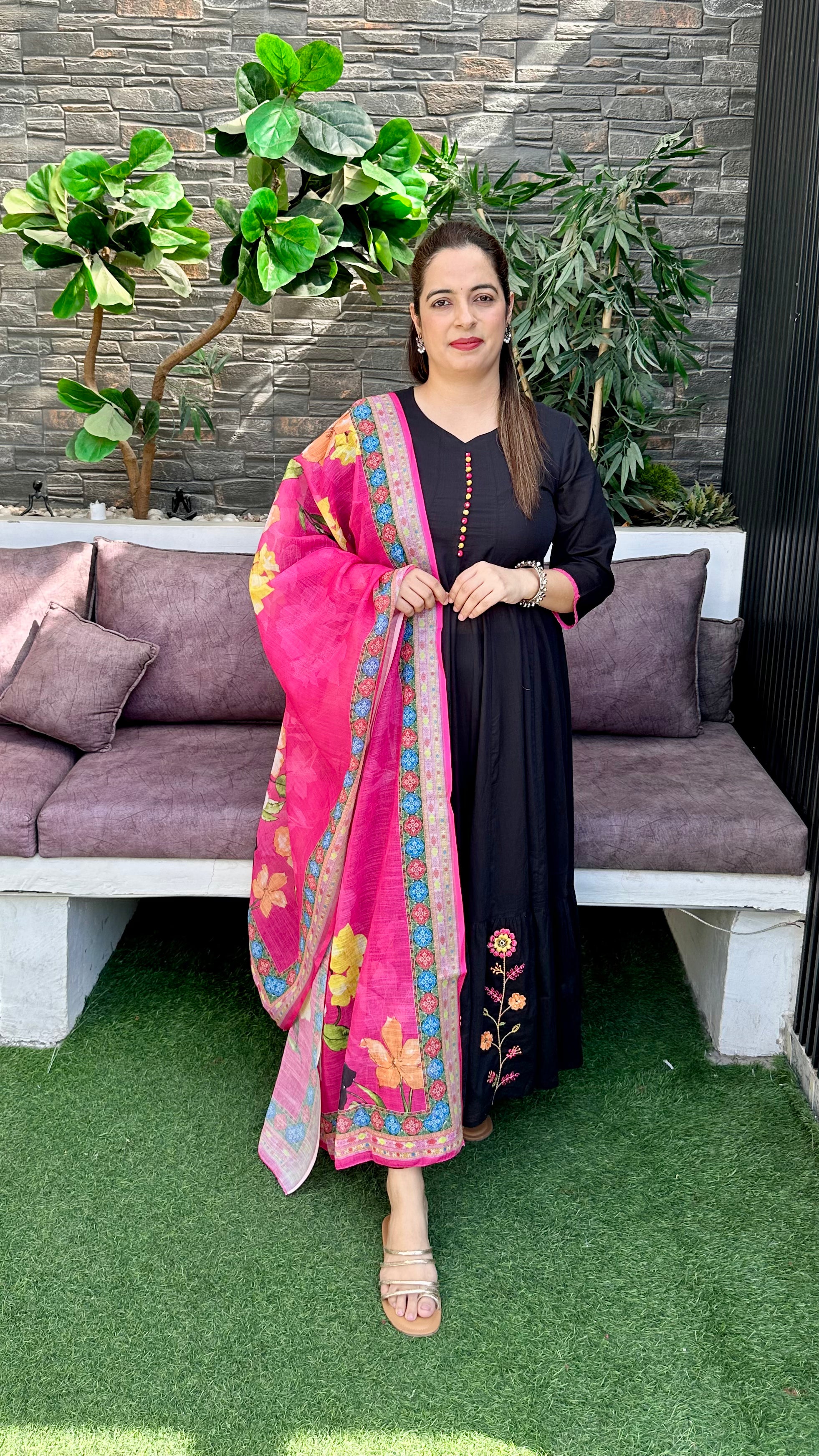 Mul Cotton Full Flair Anarkali Suit with Mul Chanderi Dupatta ✨