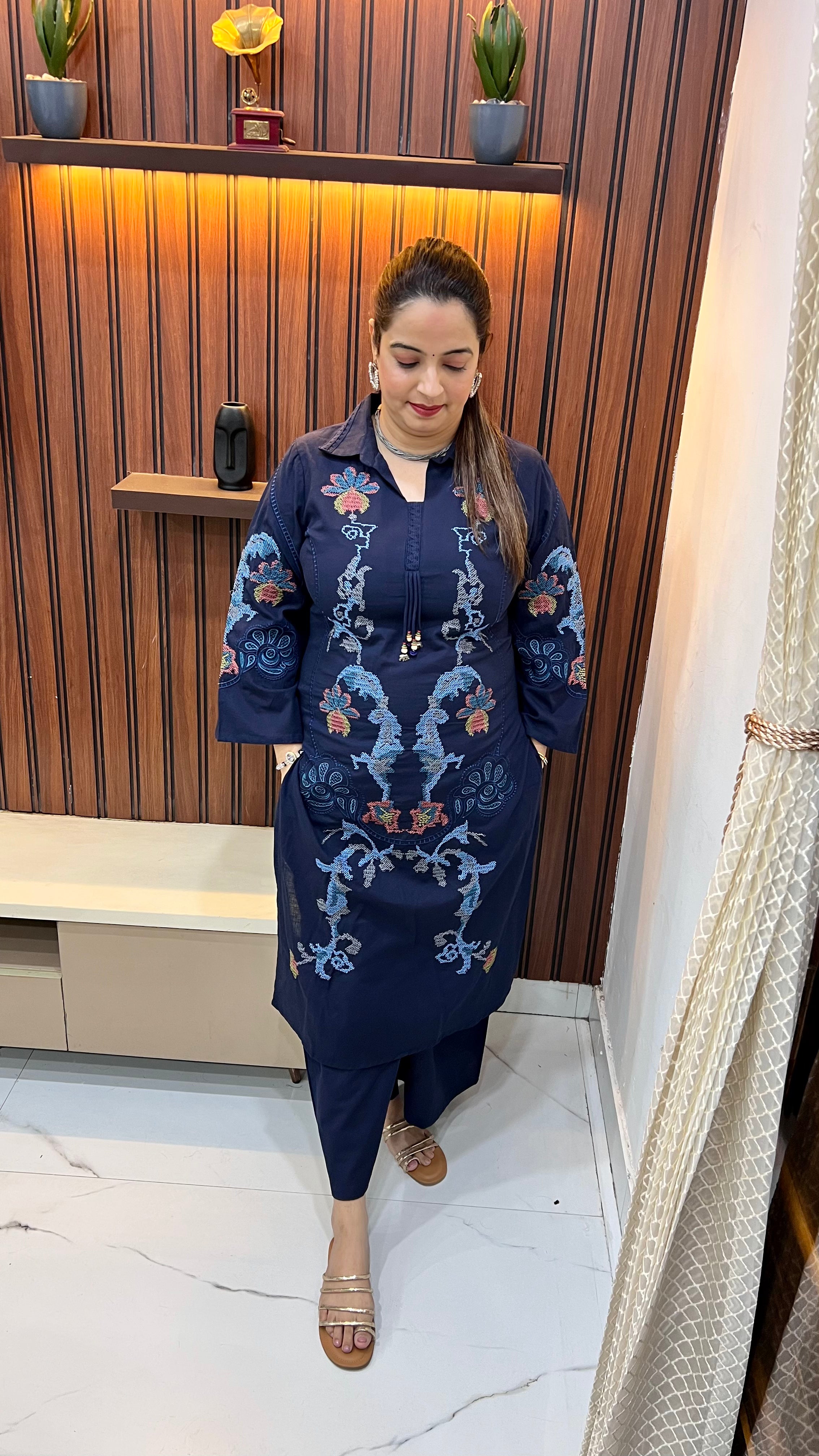 Pure Cotton Suit with Cross Stitch Work ✨