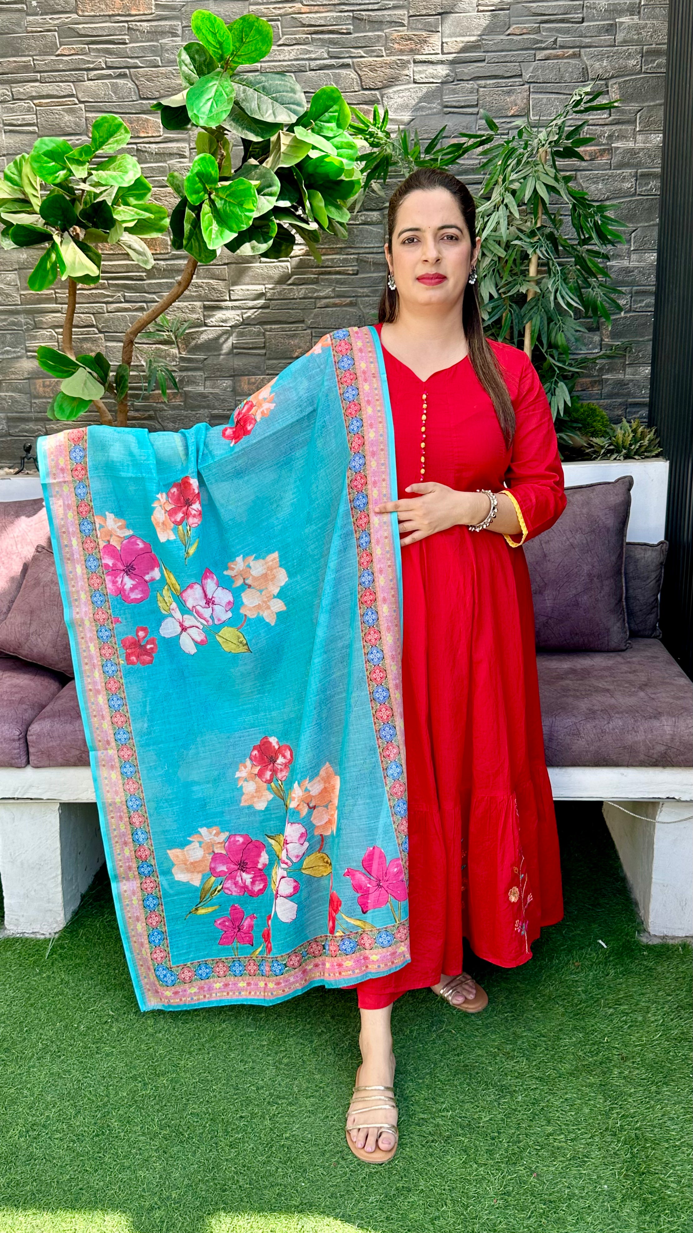 Mul Cotton Full Flair Anarkali Suit with Mul Chanderi Dupatta ✨