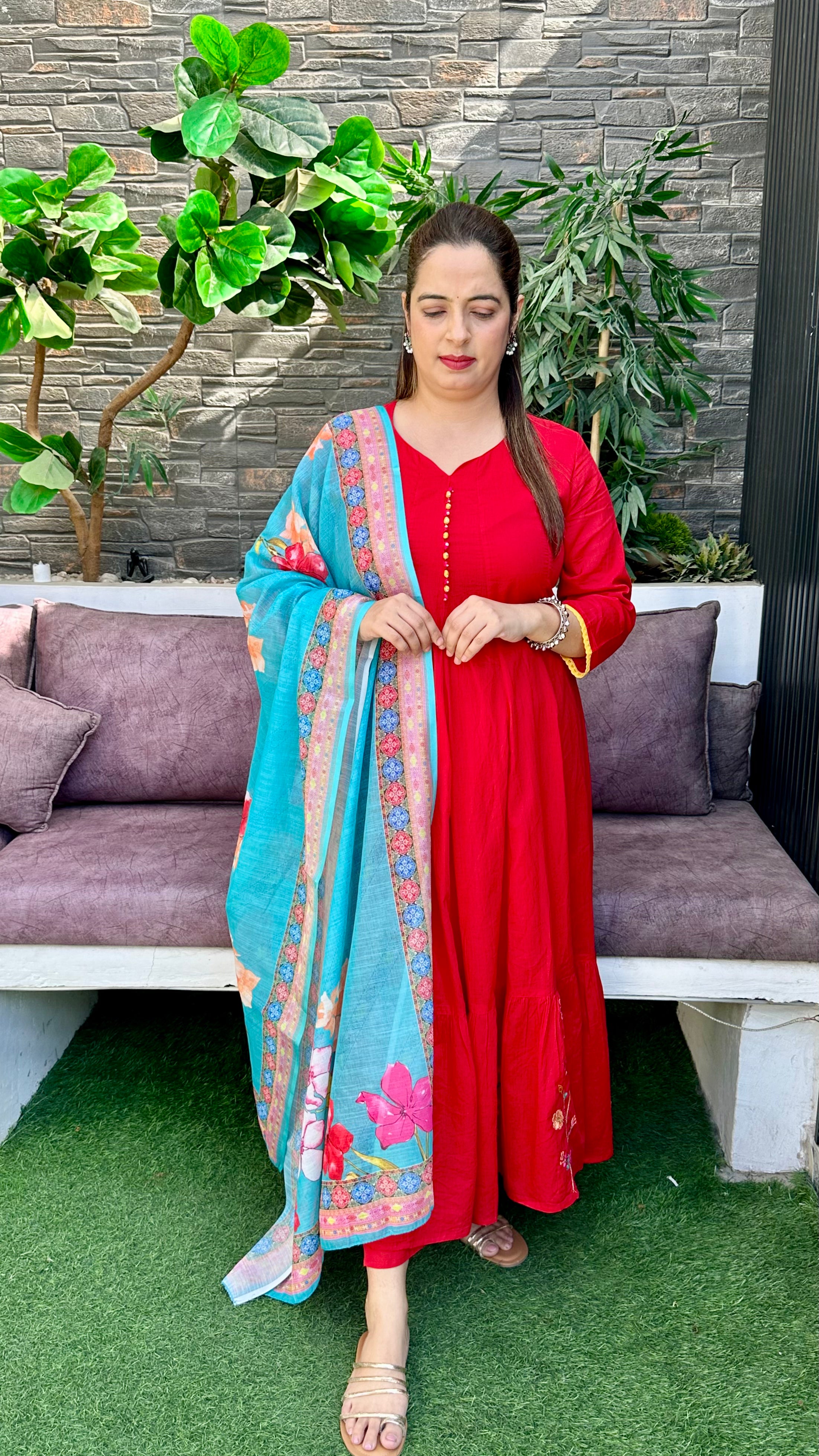 Mul Cotton Full Flair Anarkali Suit with Mul Chanderi Dupatta ✨