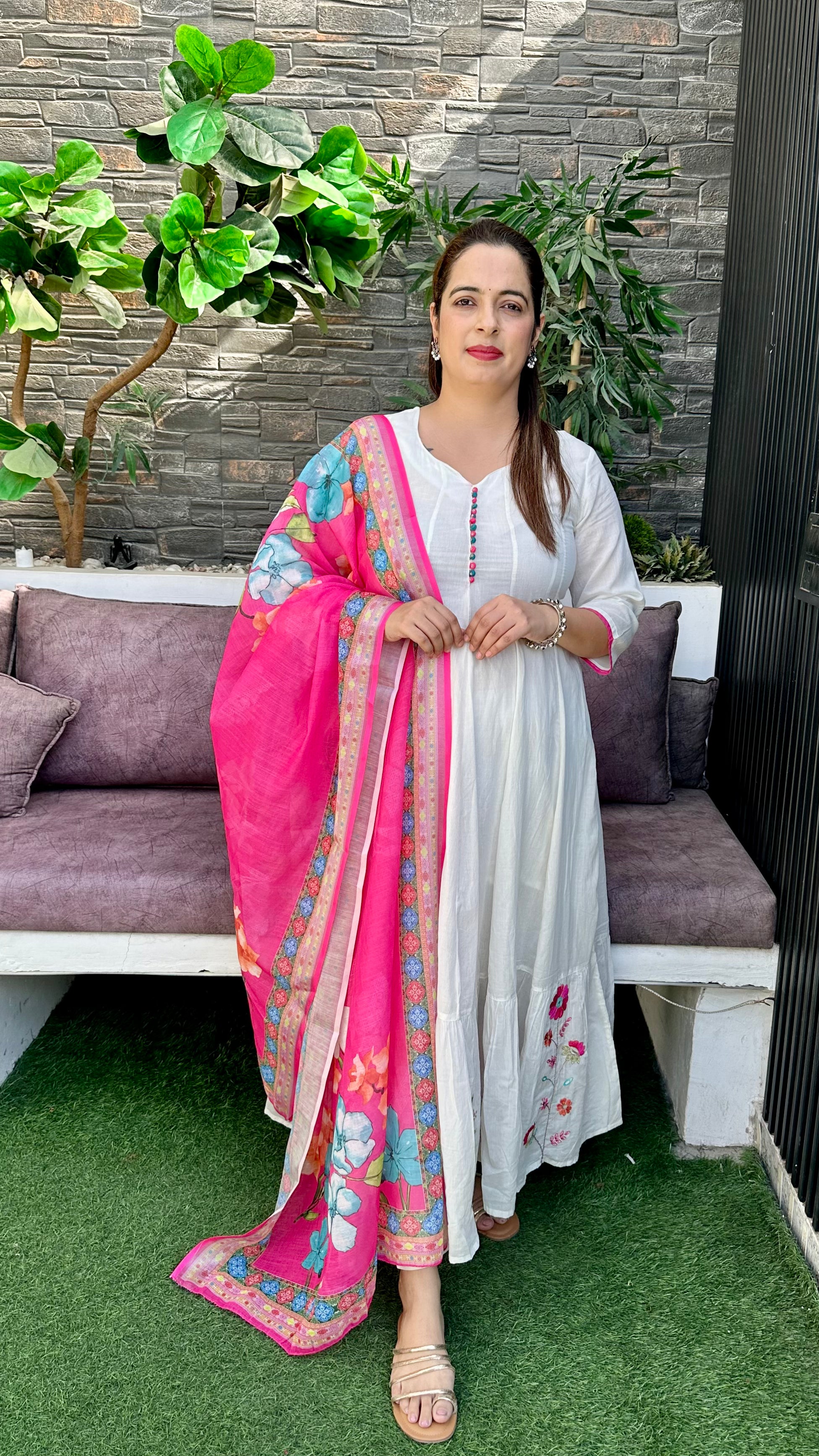 Mul Cotton Full Flair Anarkali Suit with Mul Chanderi Dupatta ✨