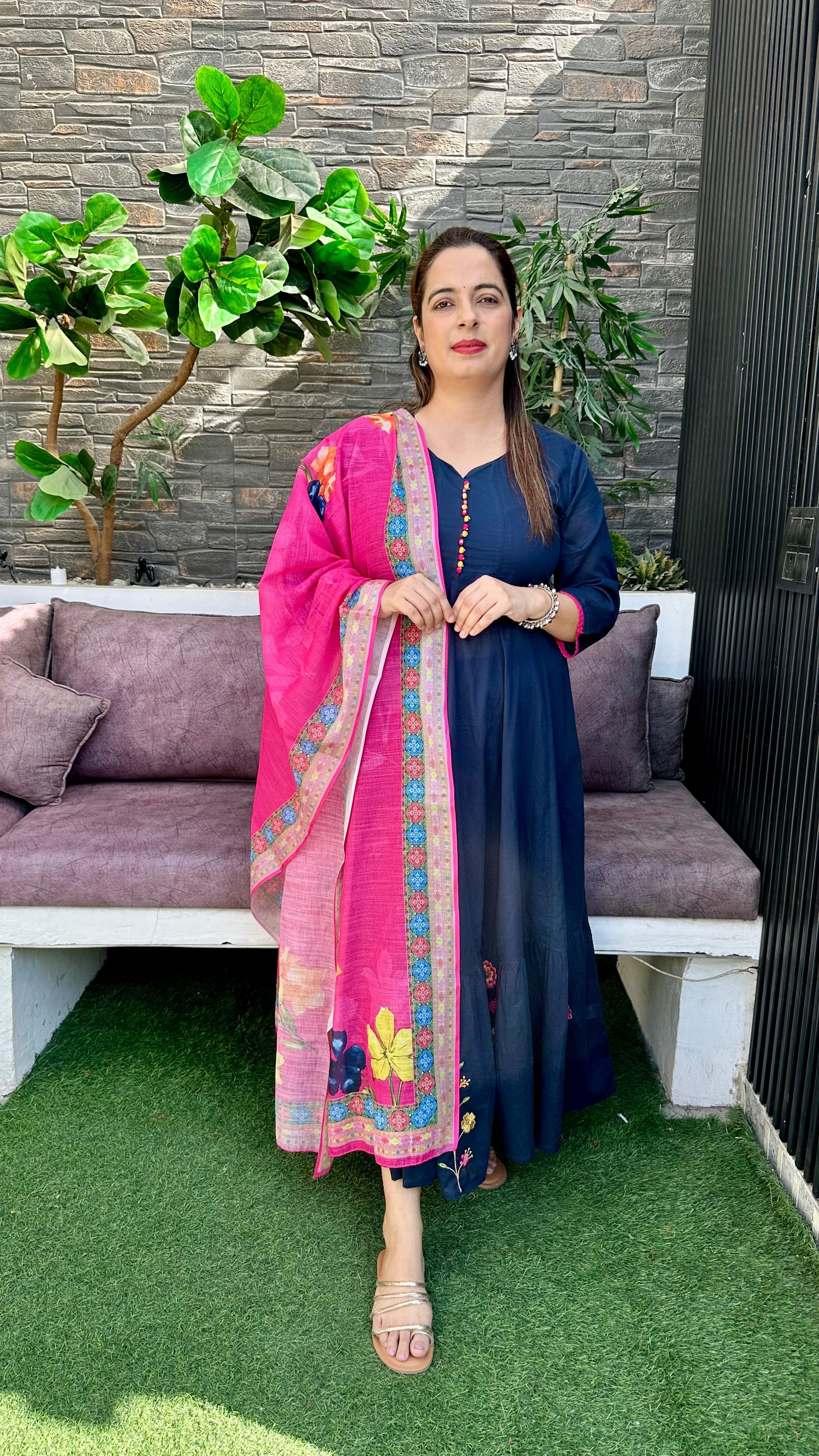 Mul Cotton Full Flair Anarkali Suit with Mul Chanderi Dupatta ✨