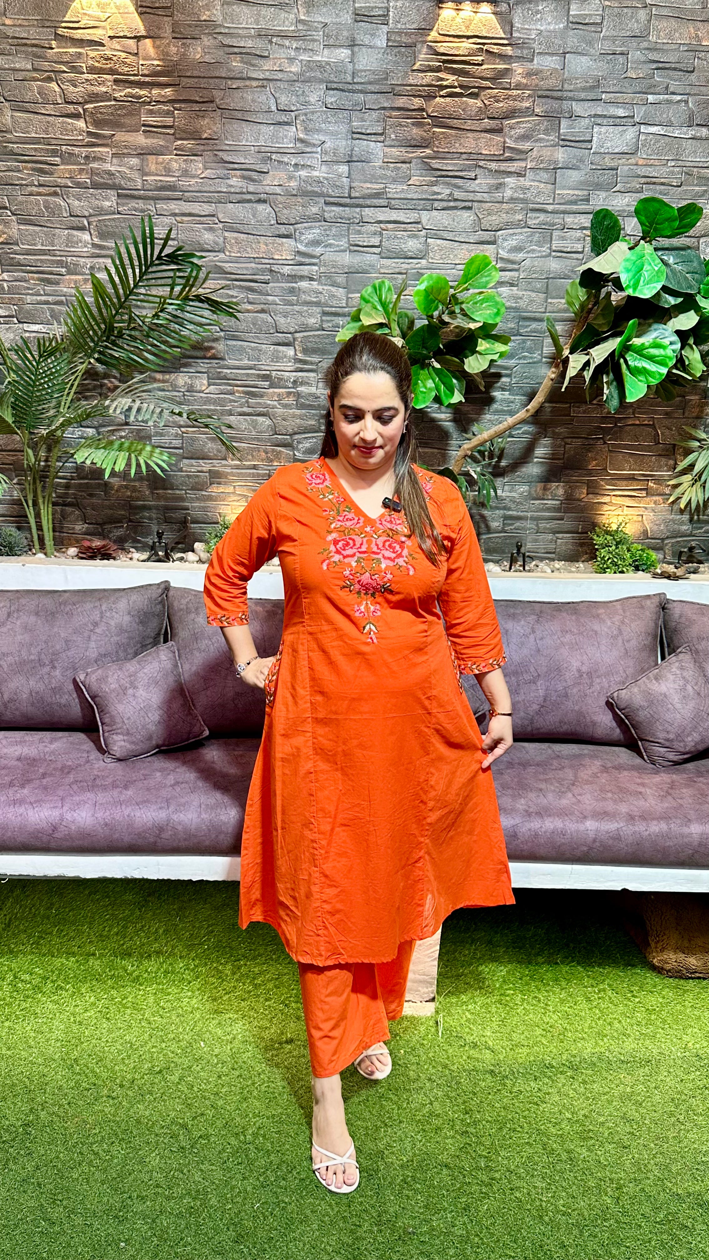 Pure Cotton Co-ord Set with Cross Stitch & Designer Pockets ✨