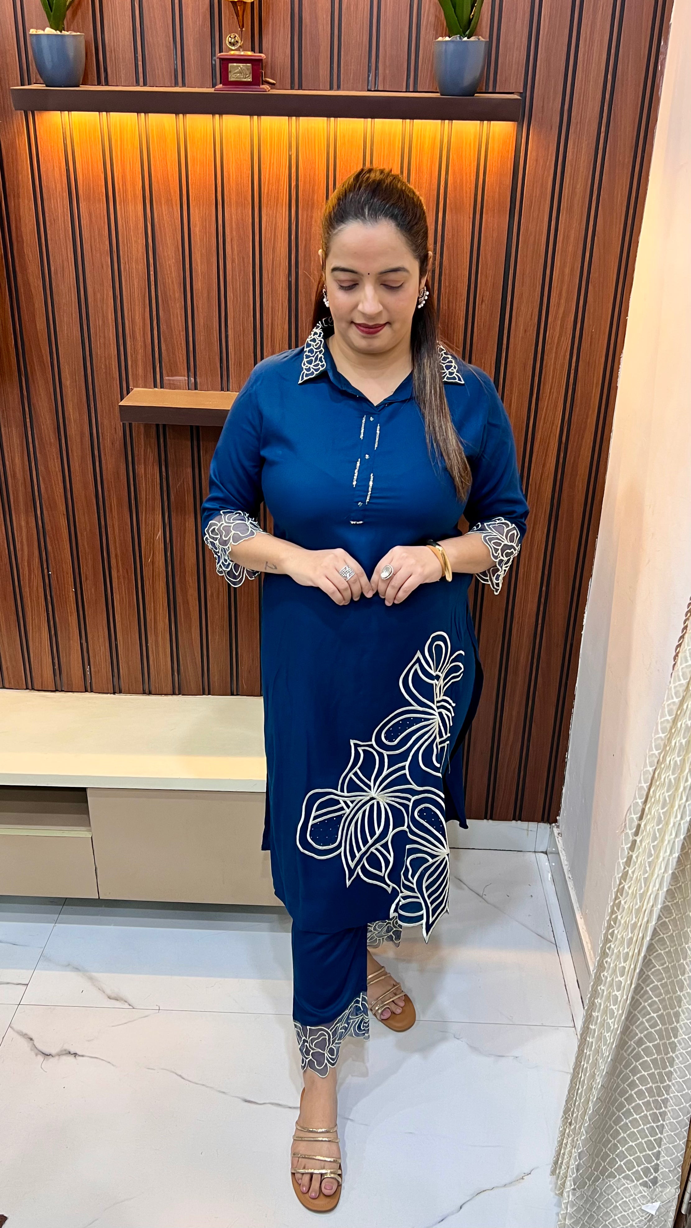 Pure Modal Pathani Co-ord Set with Organza Panels ✨