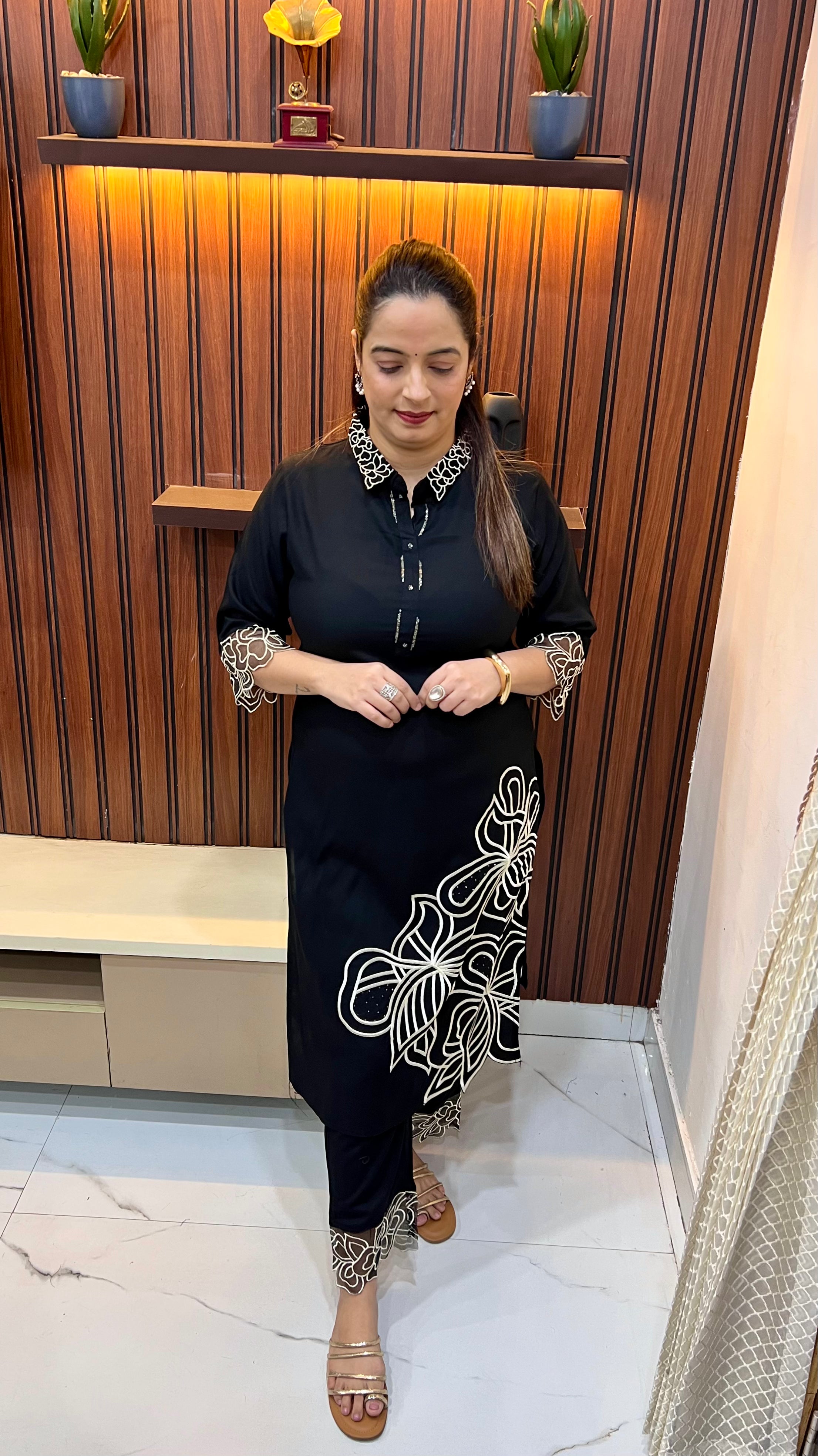Pure Modal Pathani Co-ord Set with Organza Panels ✨