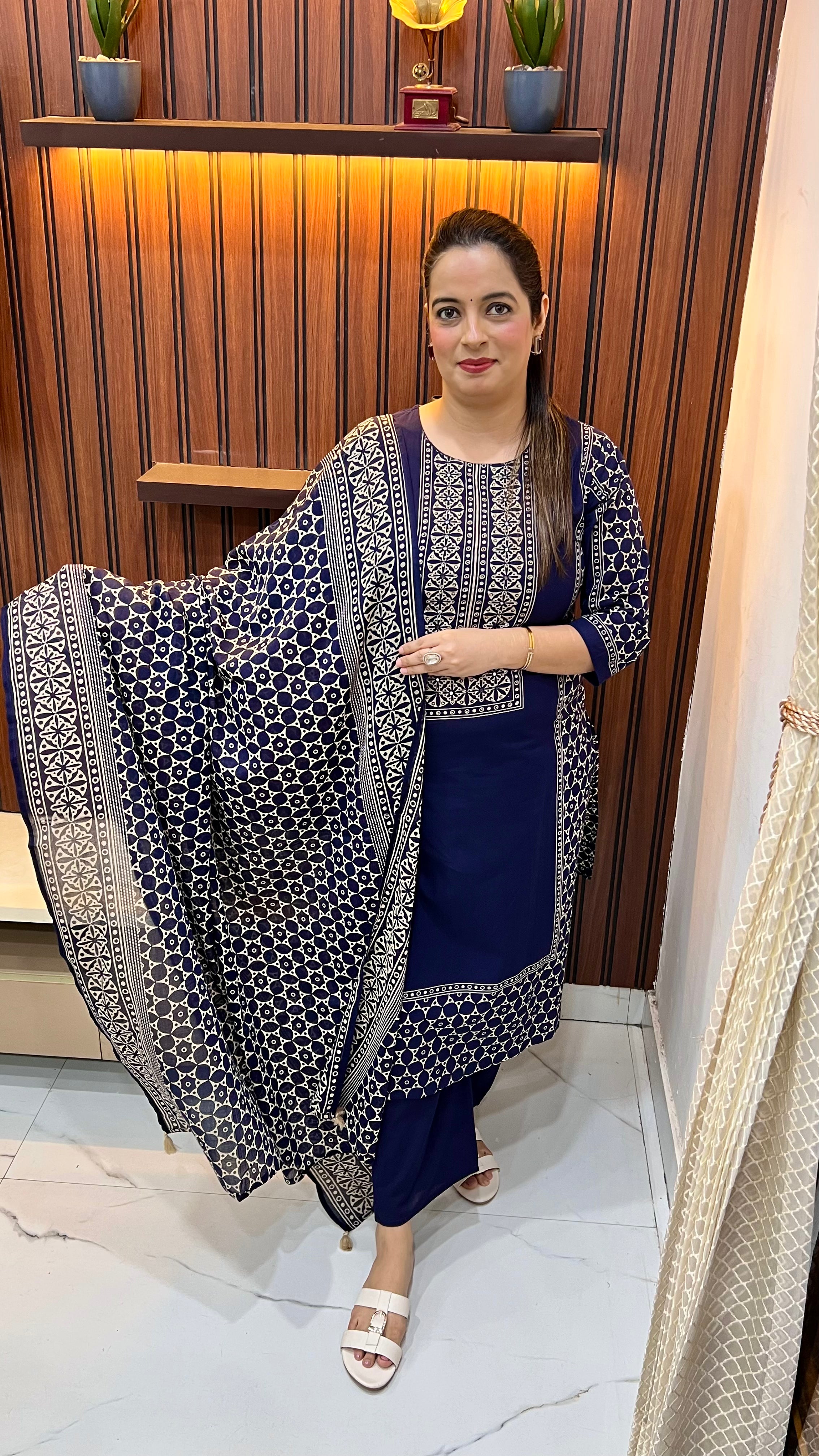 Cotton Suit with Kalamkari Print Work ✨