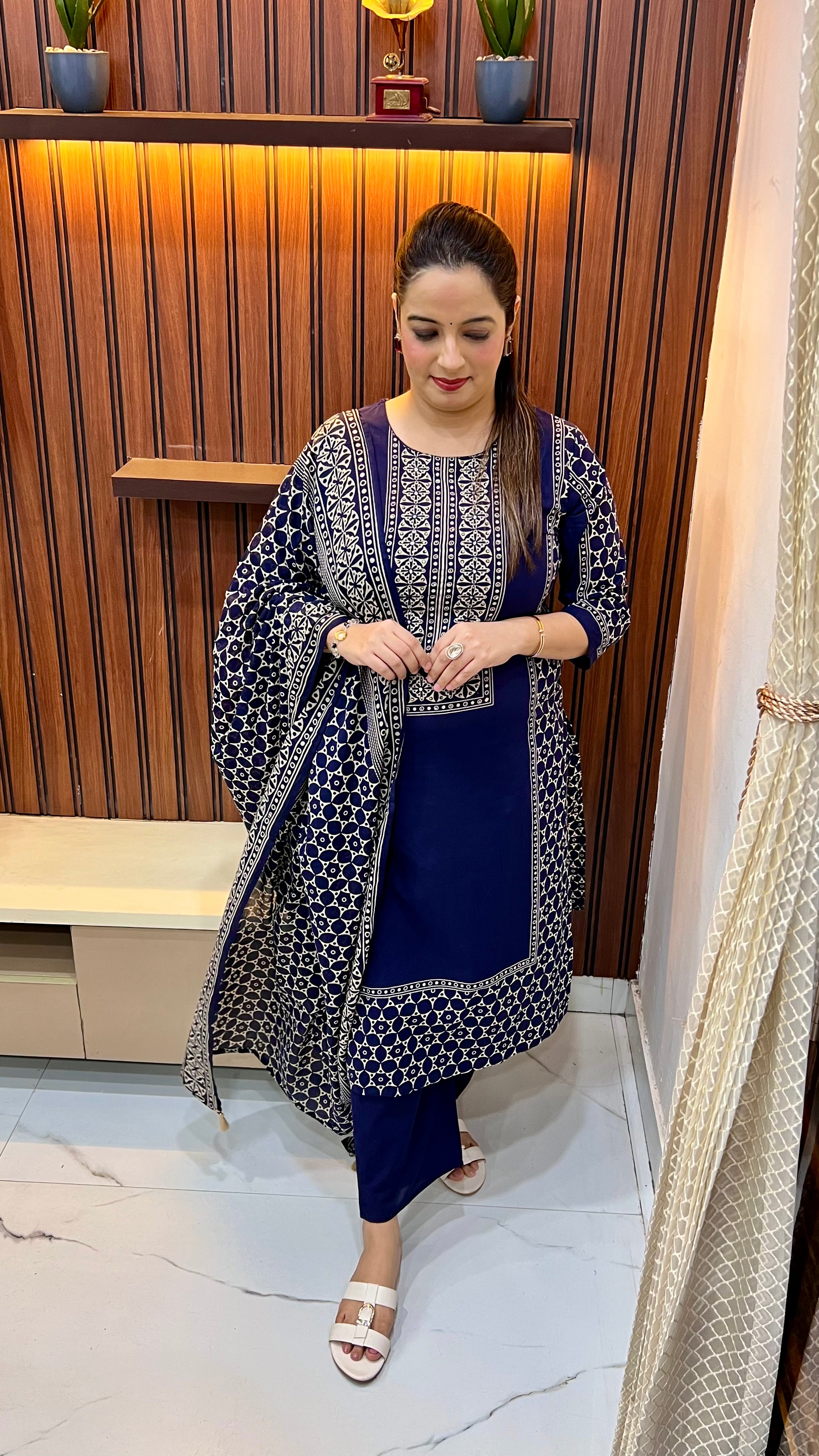 Cotton Suit with Kalamkari Print Work ✨