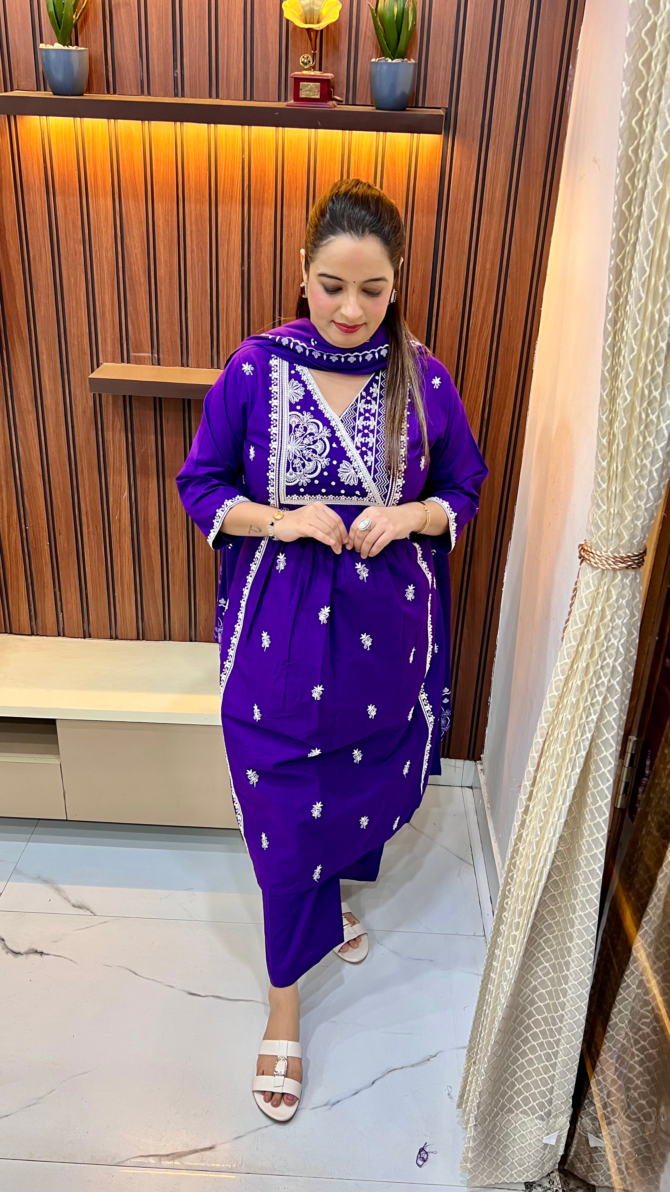 Pure Cotton Suit with Thread Embroidery ✨