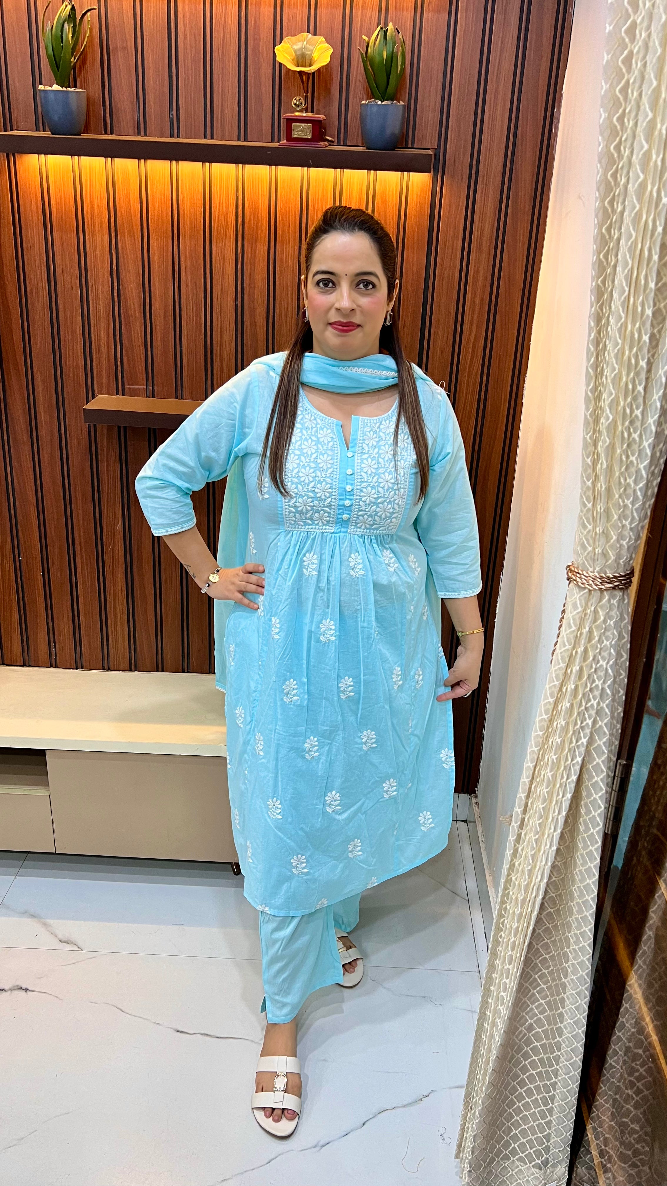 Pure Cotton Suit with Lucknowi Work ✨