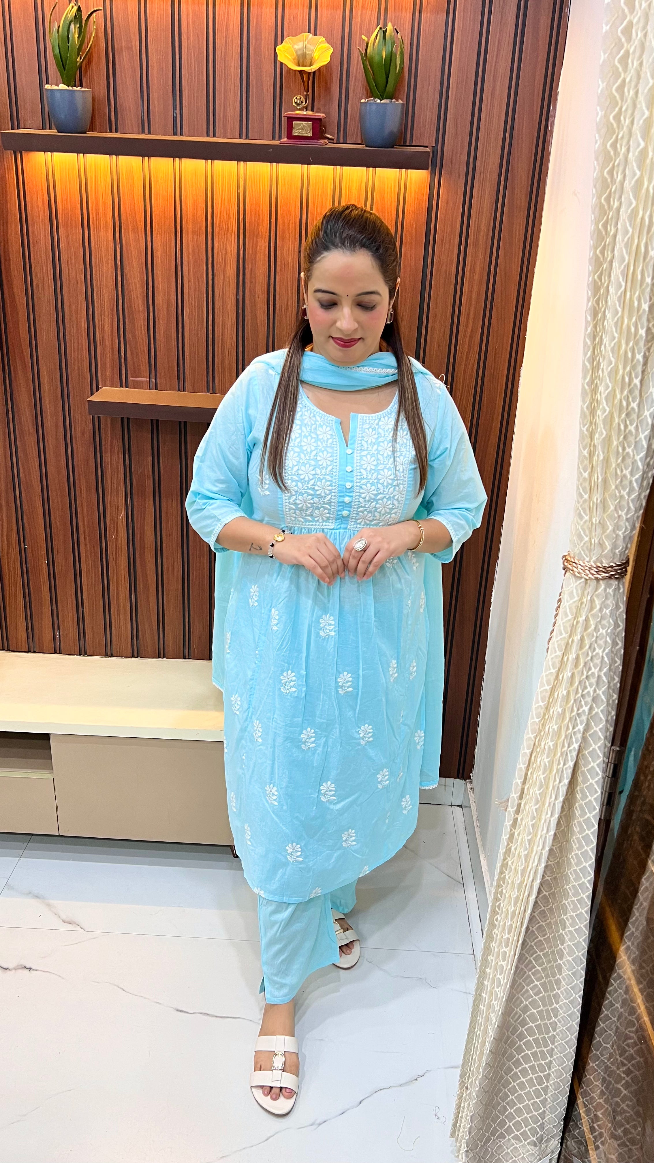 Pure Cotton Suit with Lucknowi Work ✨