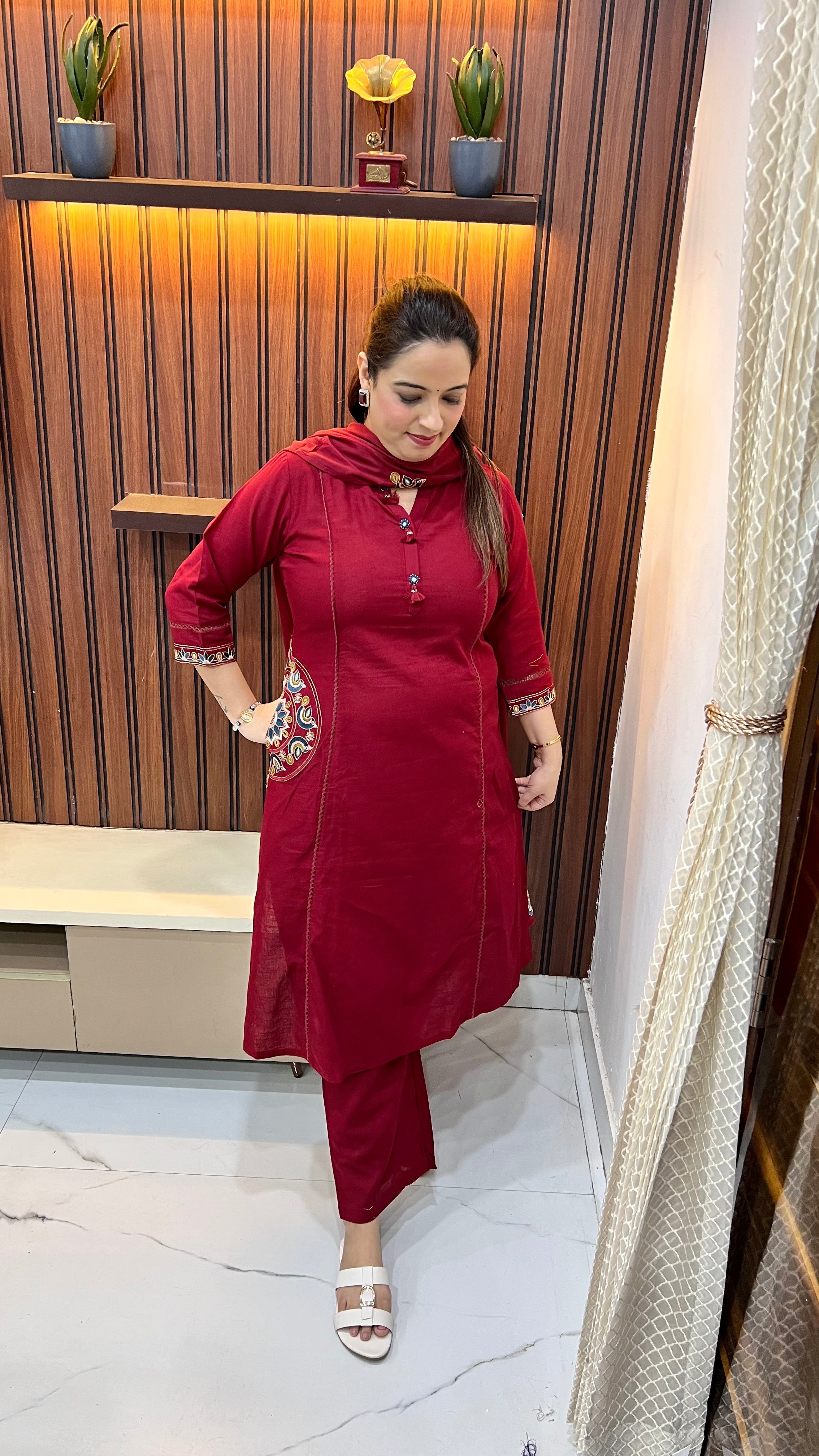 Pure Handloom Cotton Suit with Handmade Tassels ✨