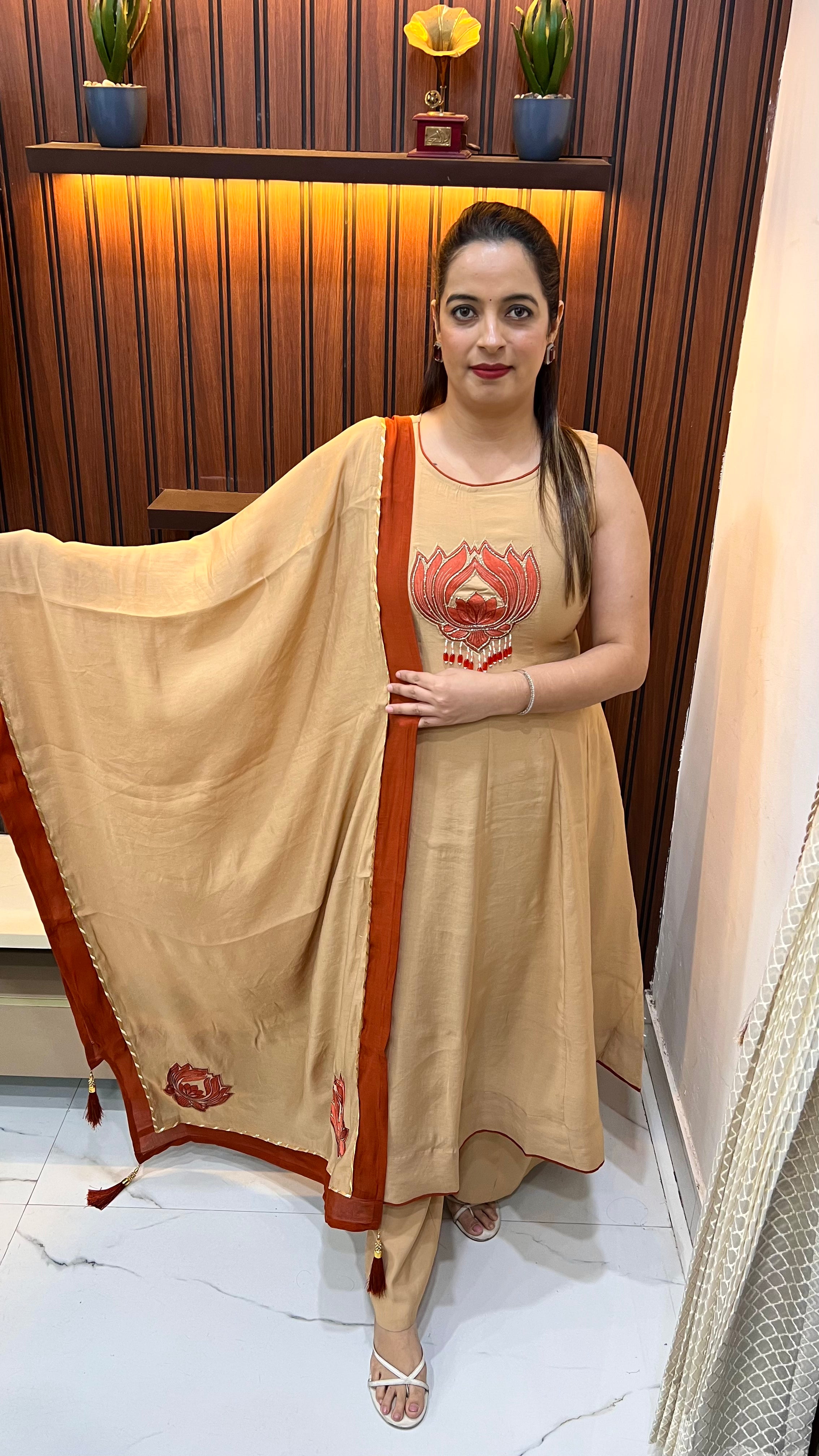 Mul Chanderi Anarkali Suit with Gota Patti Dupatta ✨