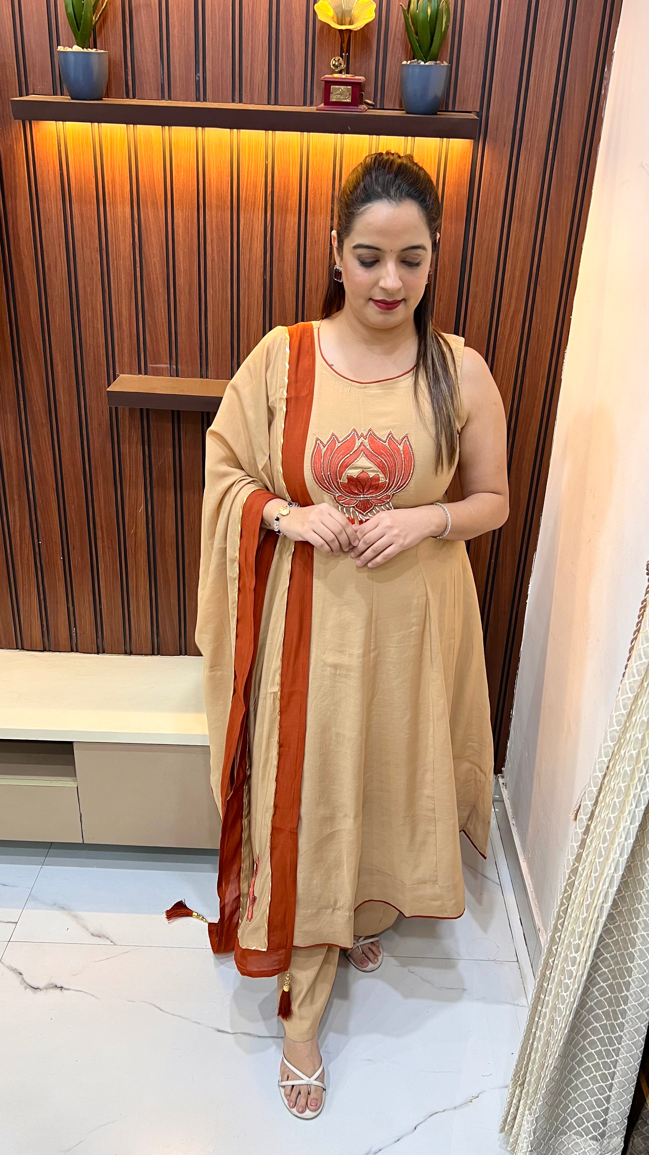 Mul Chanderi Anarkali Suit with Gota Patti Dupatta ✨