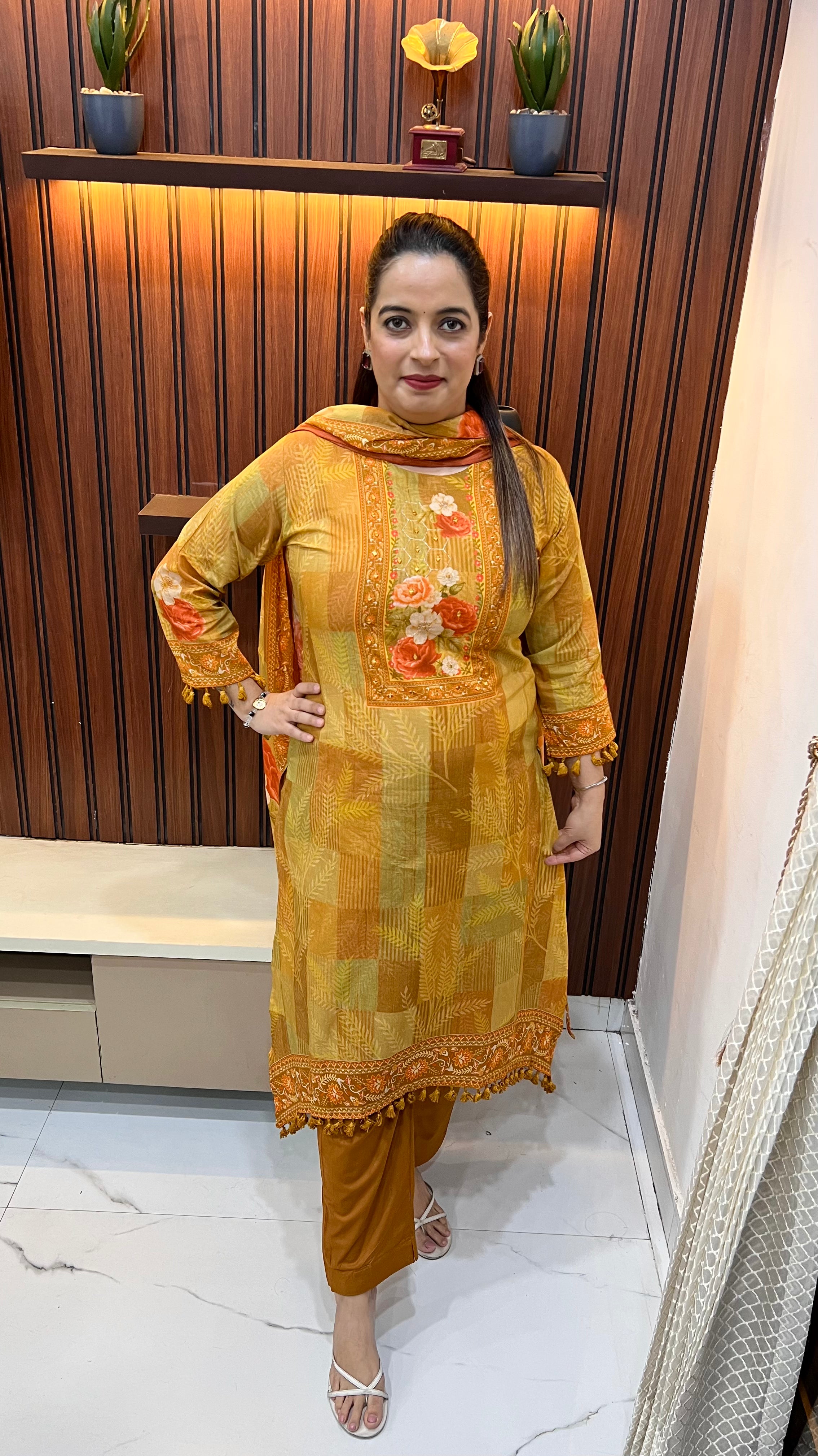 Pure Cotton Suit with Digital Print & Hand Embroidery ✨