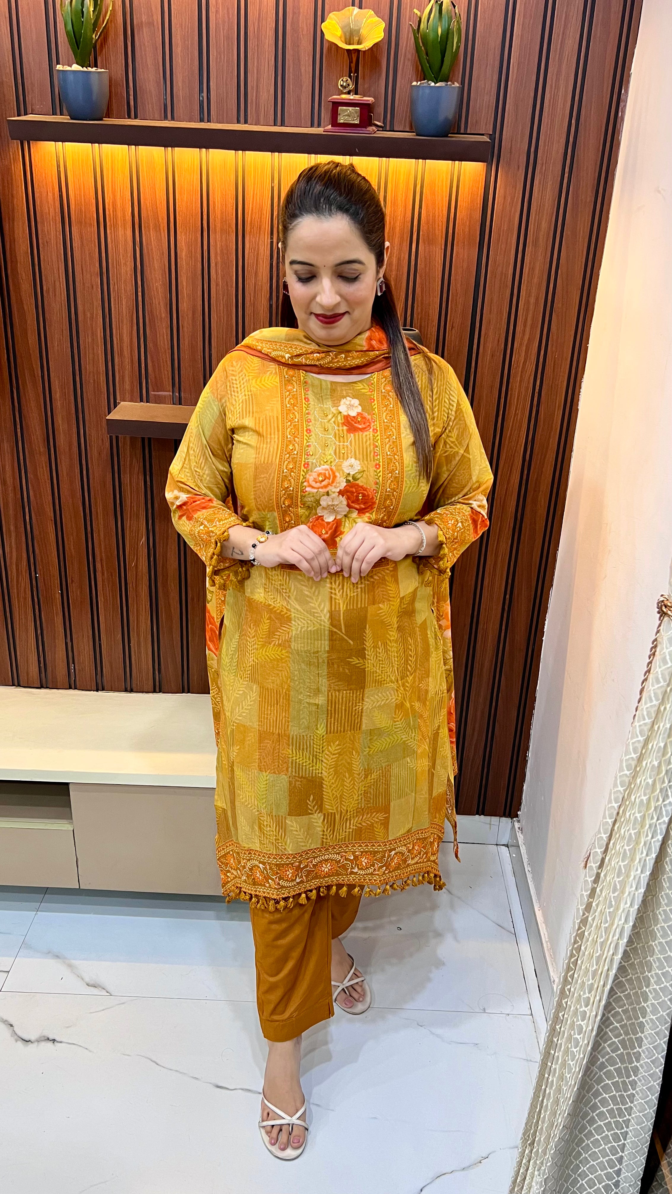 Pure Cotton Suit with Digital Print & Hand Embroidery ✨