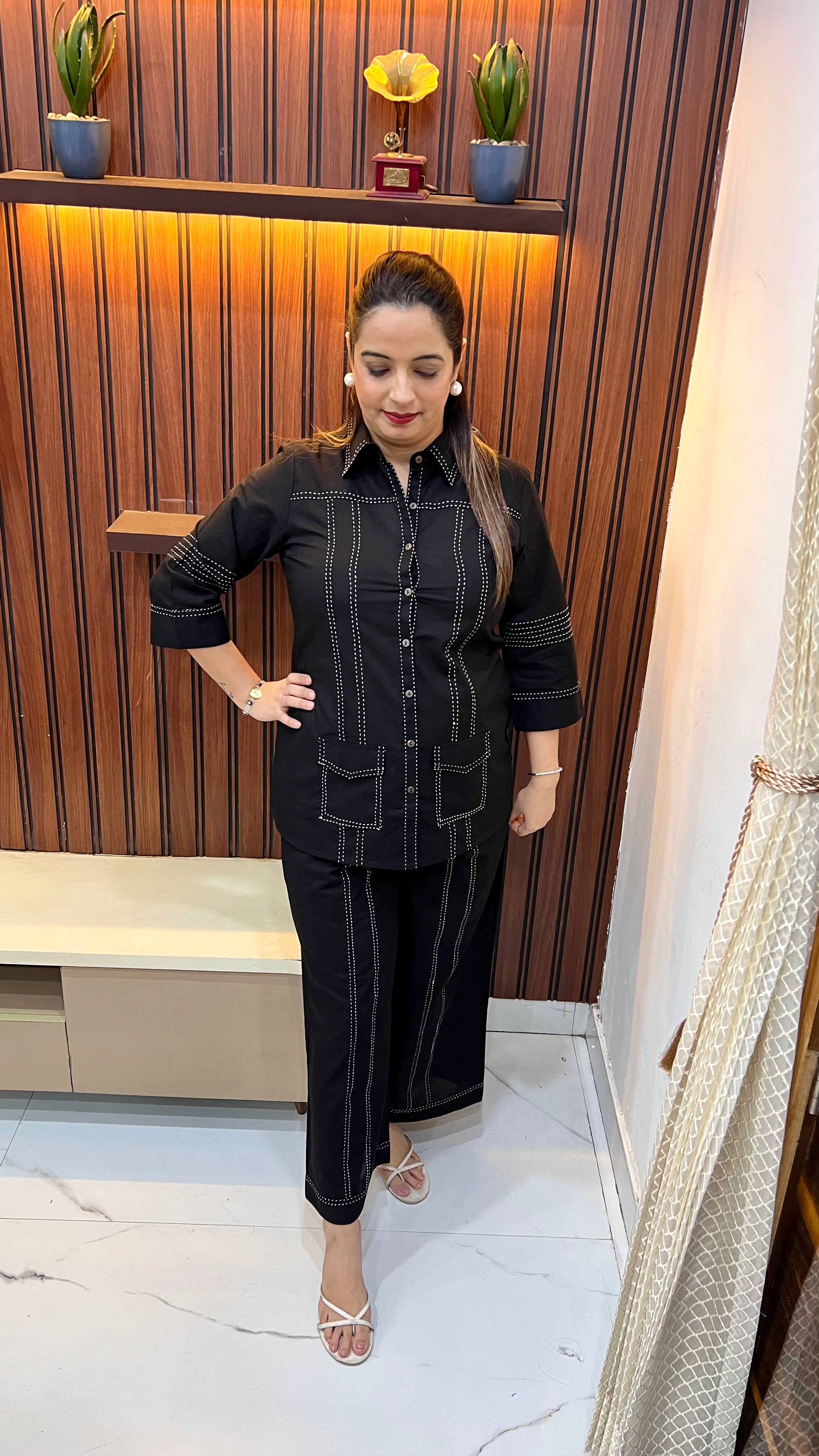 Pure Cotton Indo-Western Co-ord Set with Kanta Work
