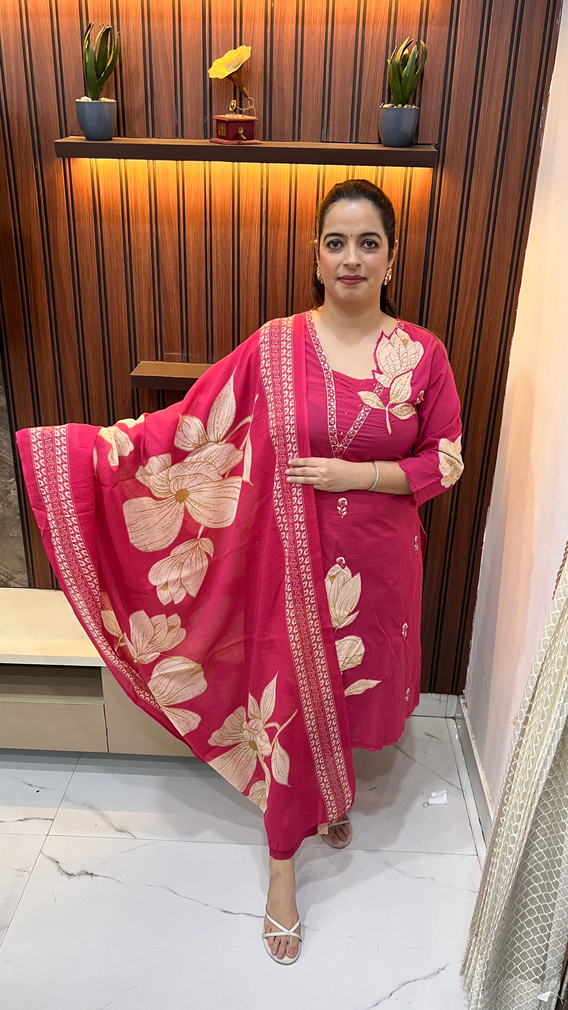 Pure Cotton Suit with Appliqué Work & Hand Embroidery
