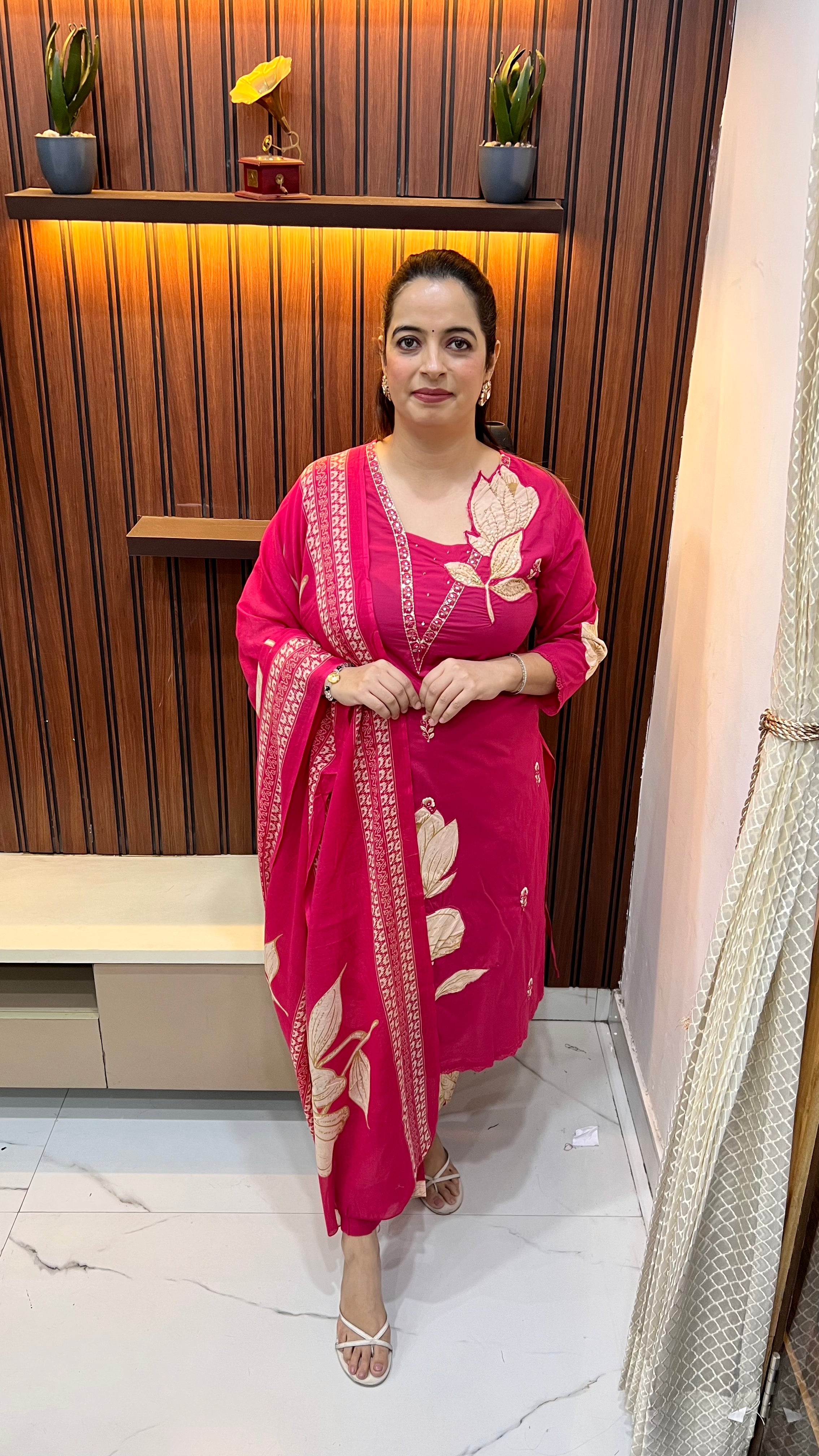 Pure Cotton Suit with Appliqué Work & Hand Embroidery