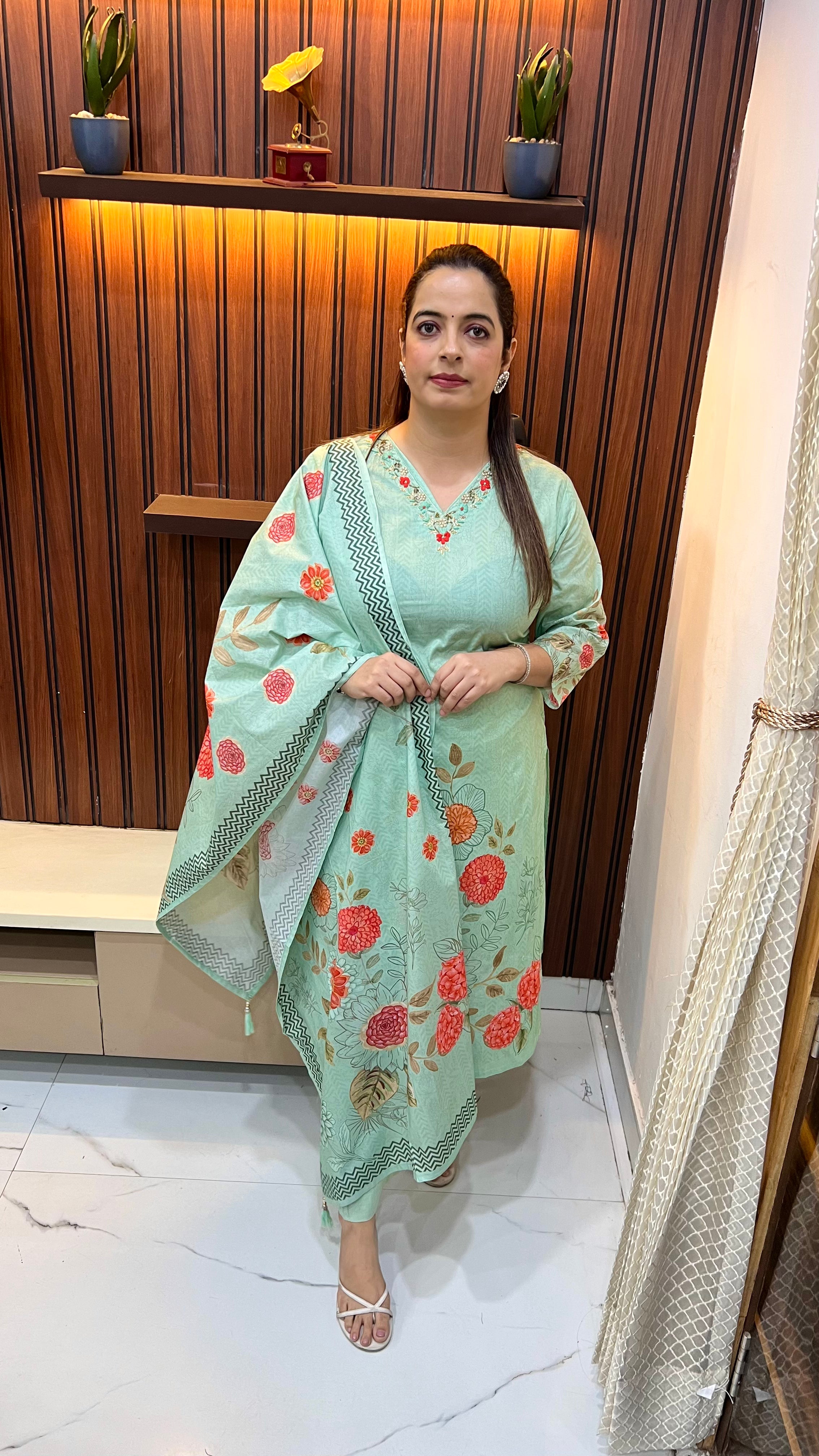 Pure Cotton Suit with Hand Embroidery & Digital Print