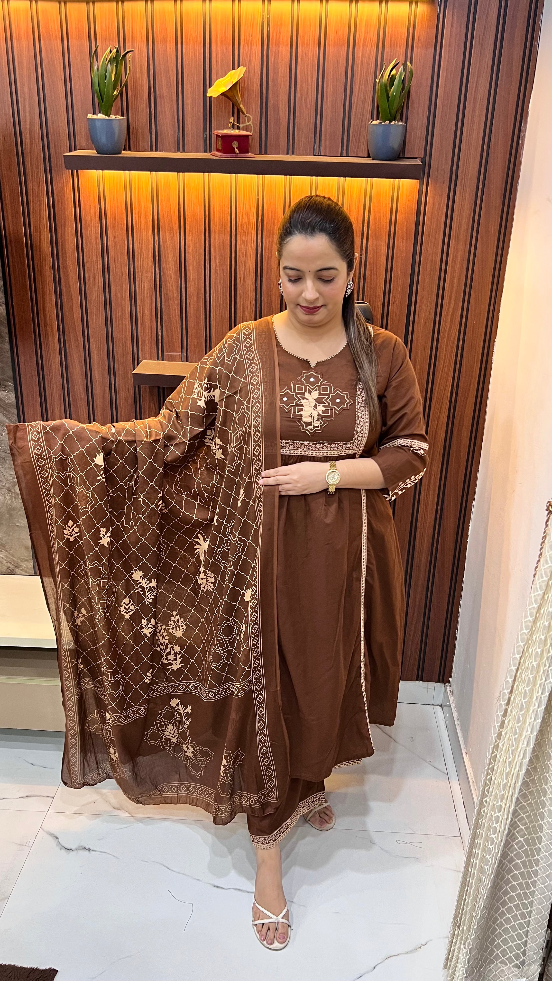 Pure Cotton Suit with Kanta & Appliqué Work and Kalamkari Border