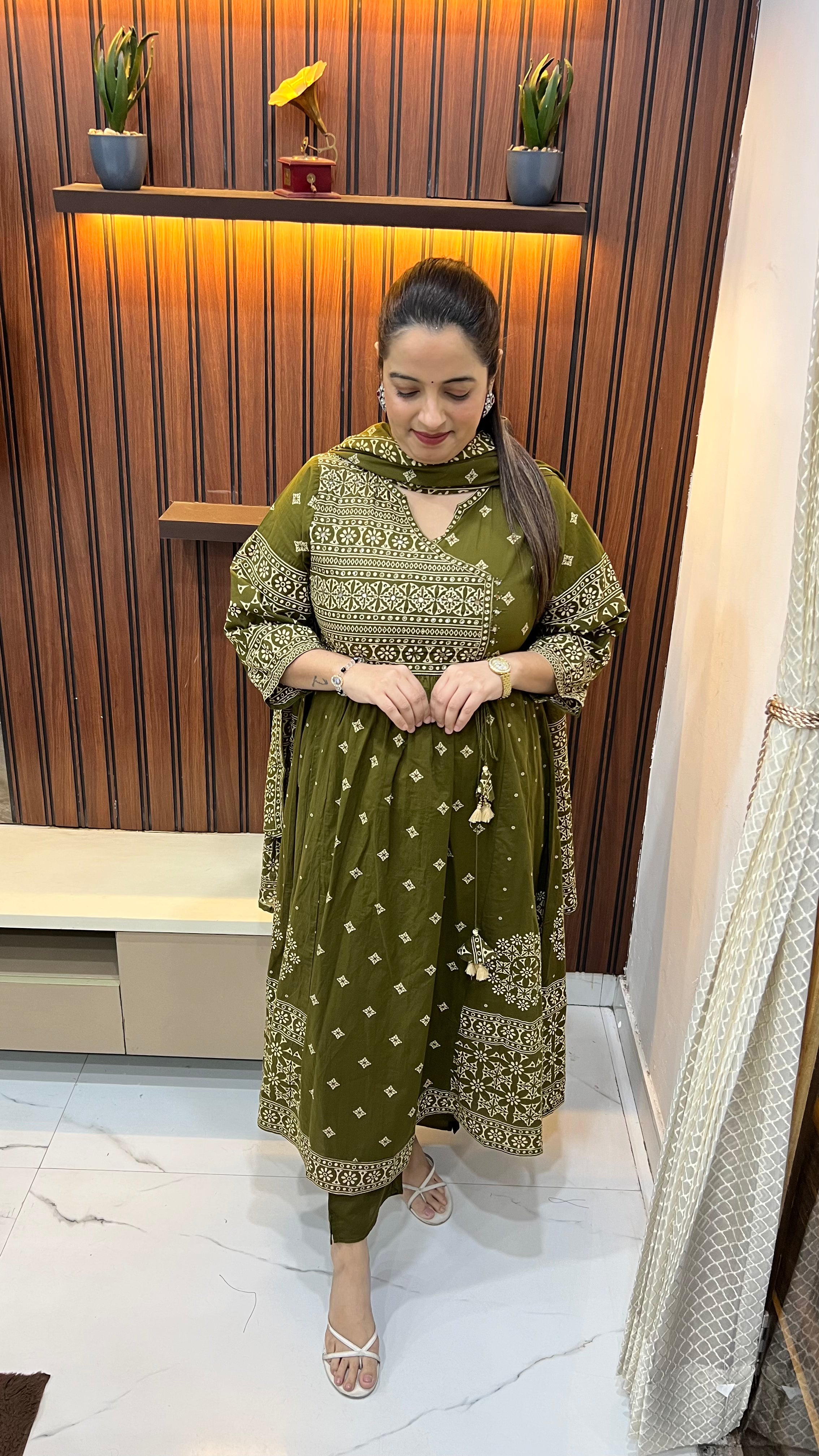 Pure Cotton Anarkali Suit with Kalamkari Print Work