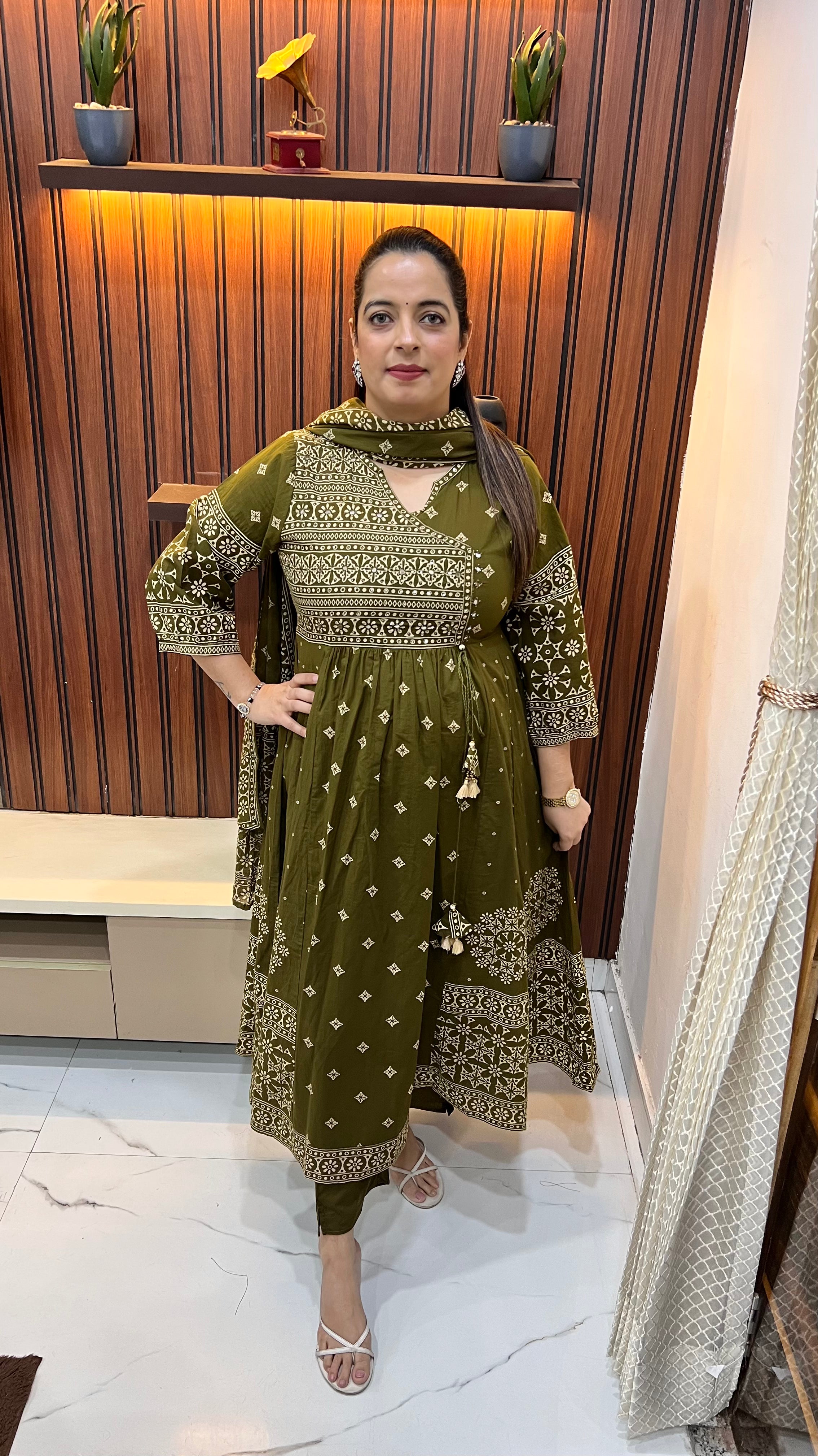 Pure Cotton Anarkali Suit with Kalamkari Print Work
