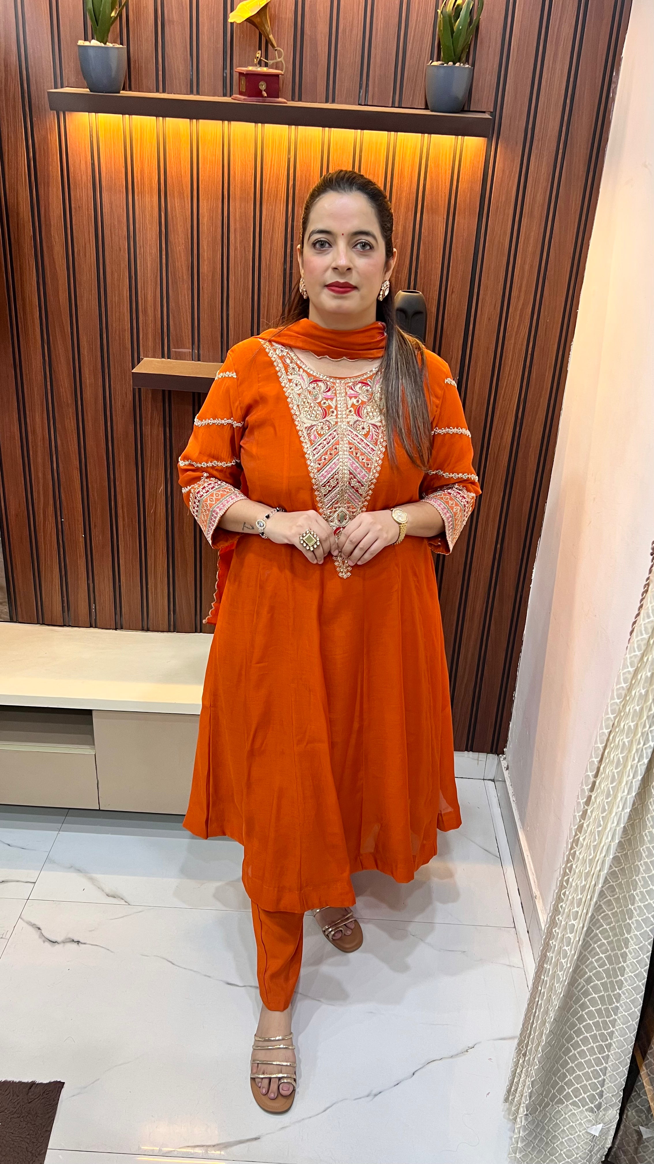 Mul Chanderi Suit with All-Over Hand Embroidery Work