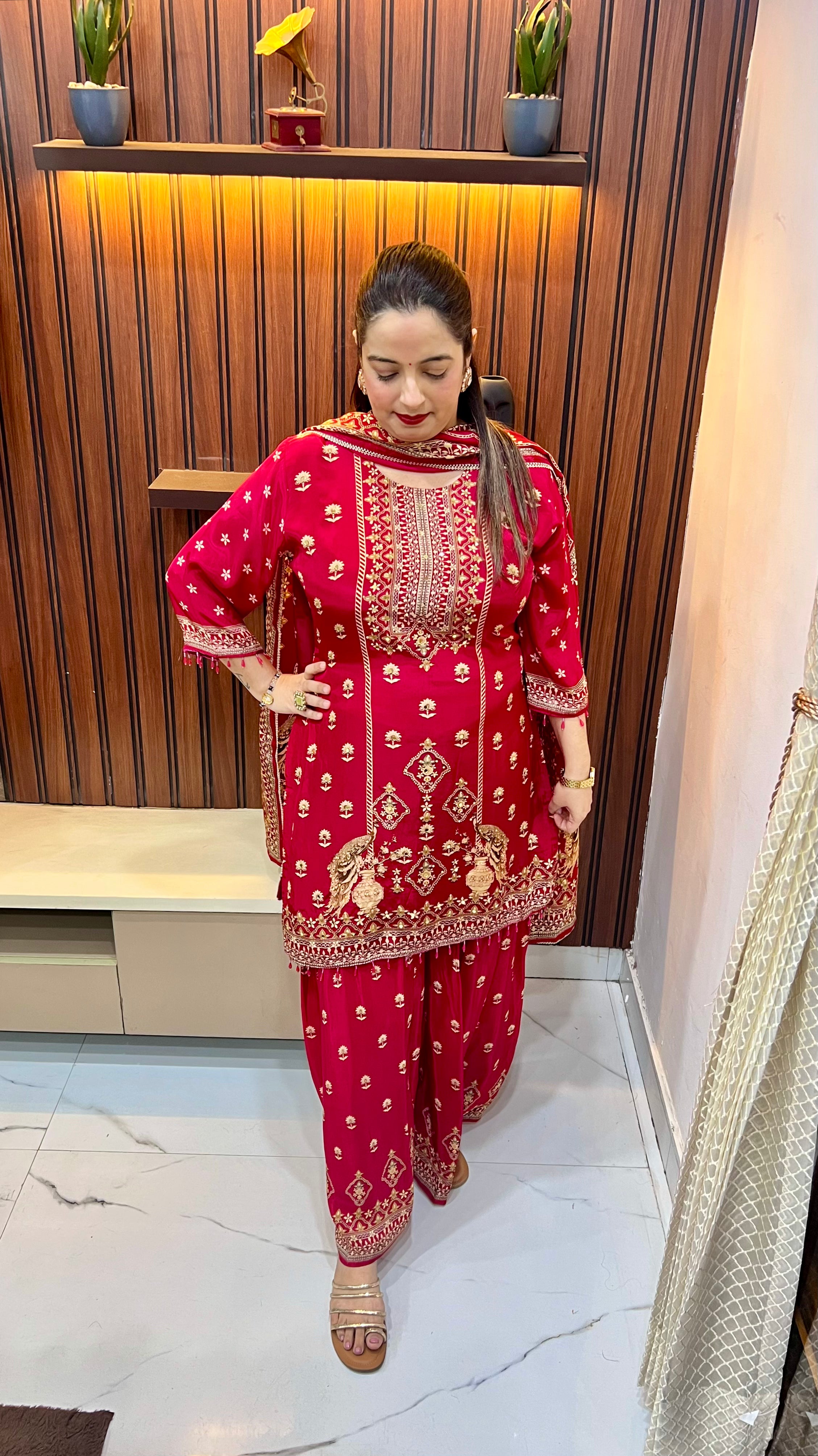 Pure Cotton Anarkali Suit with Block Print & Kalamkari Dupatta