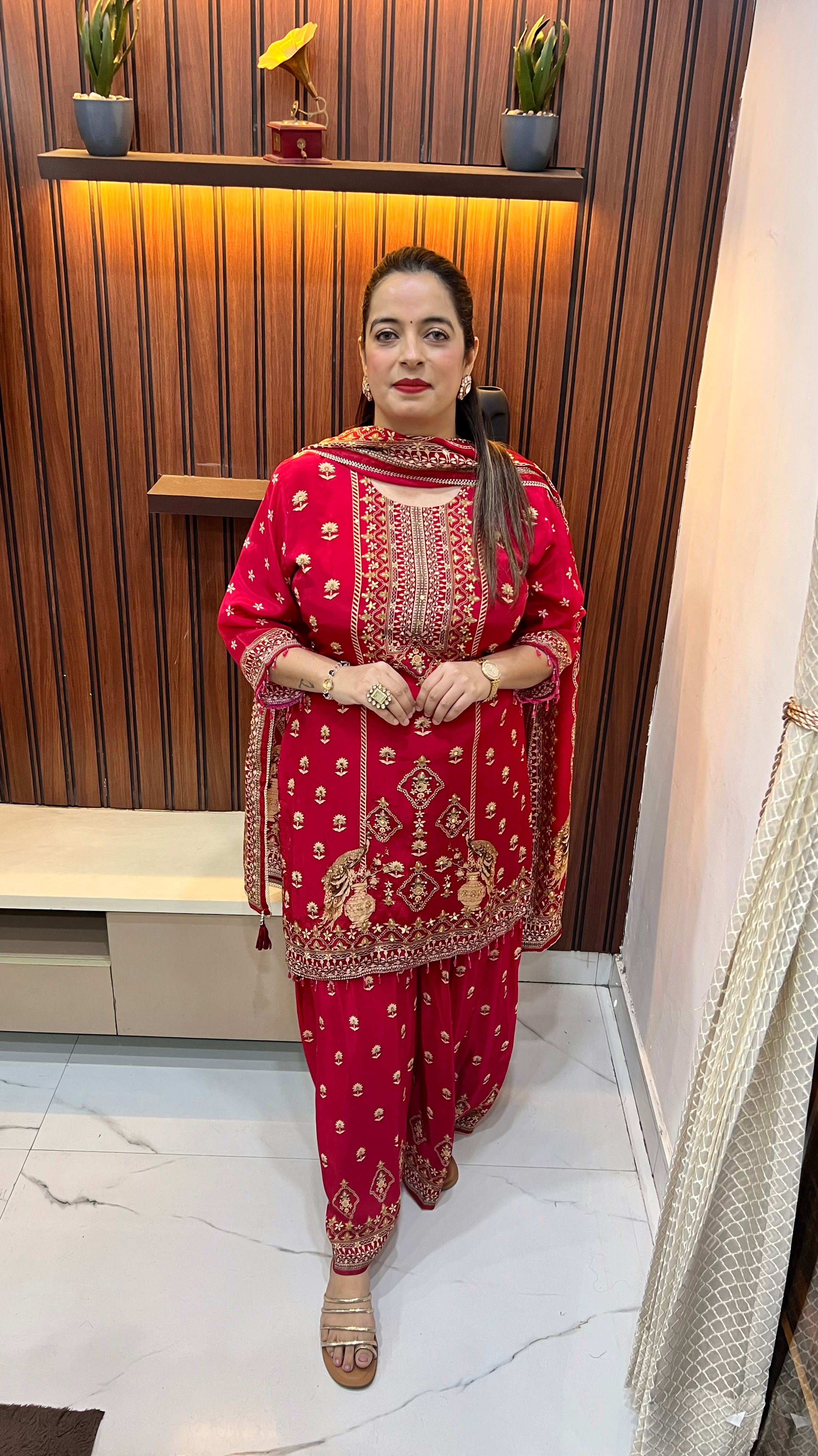 Pure Cotton Anarkali Suit with Block Print & Kalamkari Dupatta