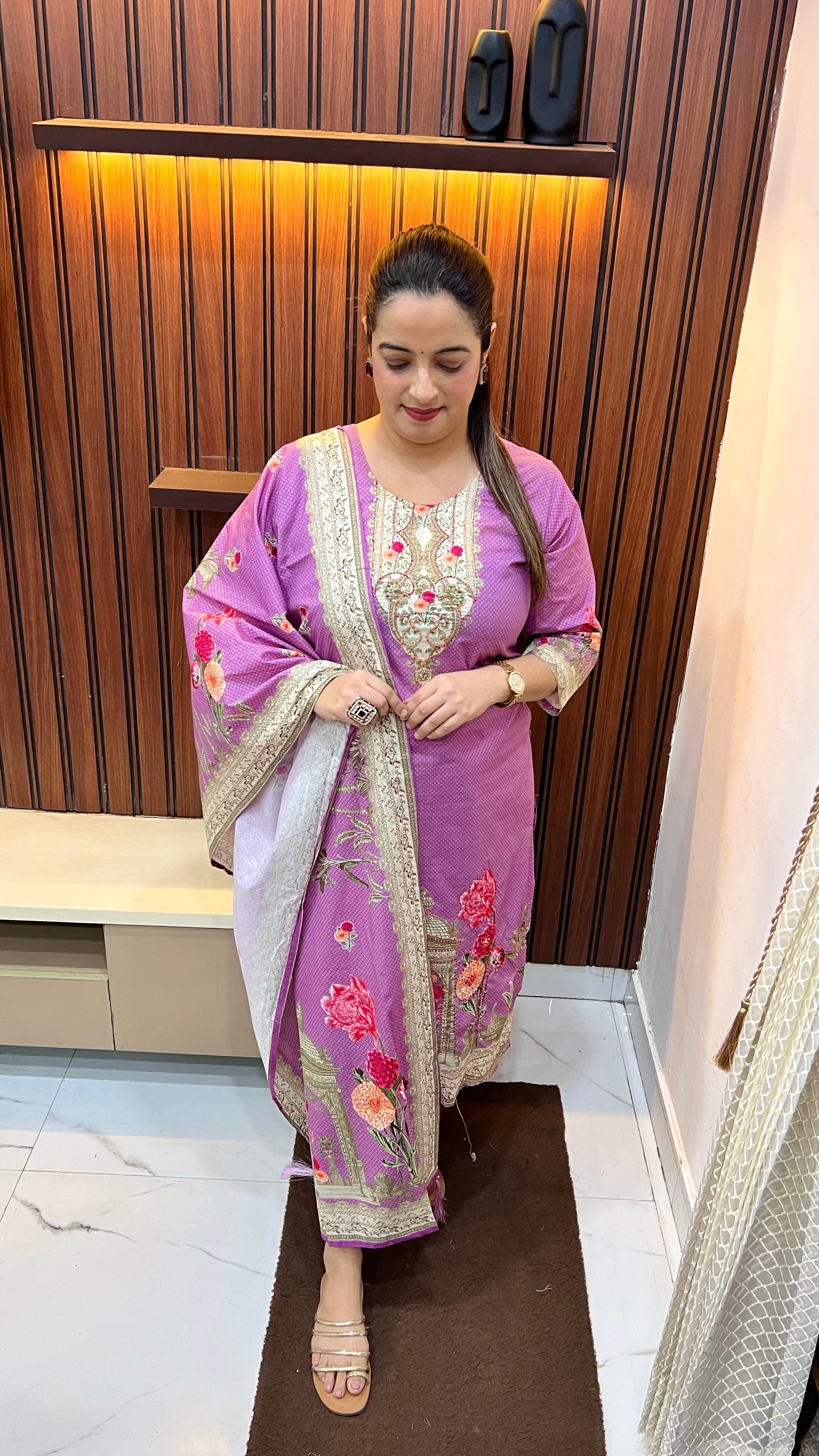 Pure Cotton Suit with All-Over Kanta Work
