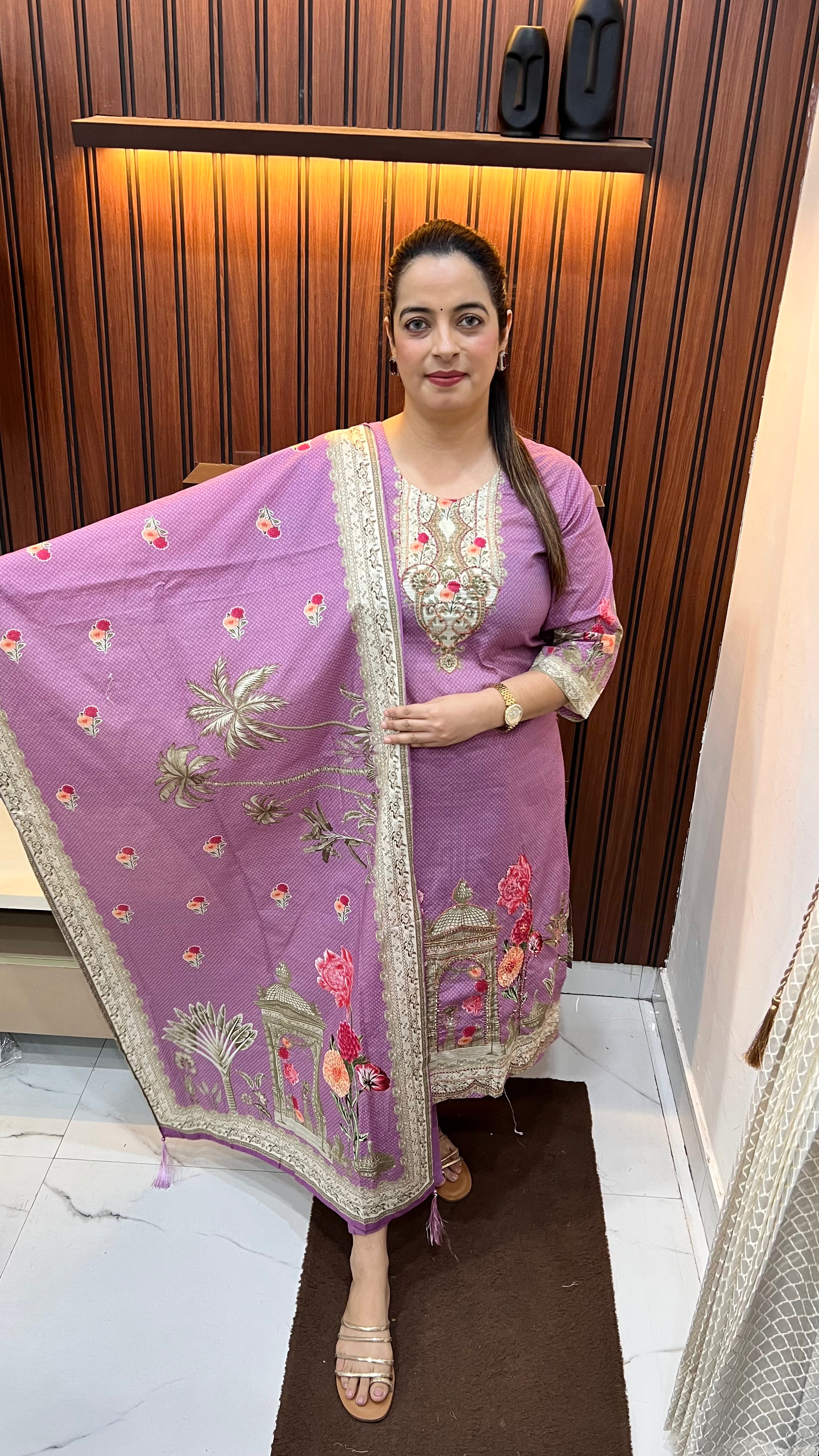 Pure Cotton Suit with All-Over Kanta Work