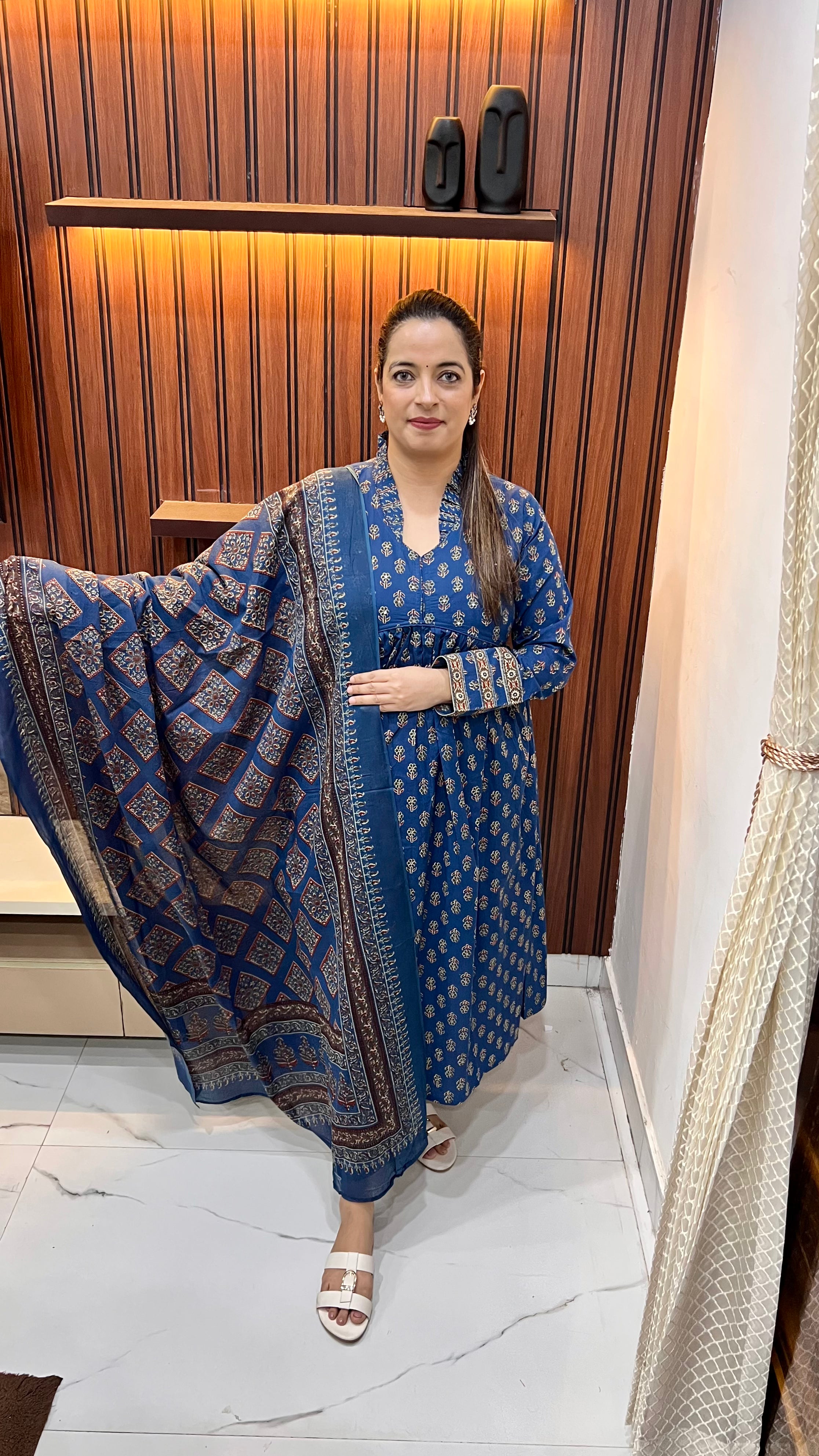 Pure Cotton Kalamkari A-Line Suit – Elegant & Timeless Ethnic Wear