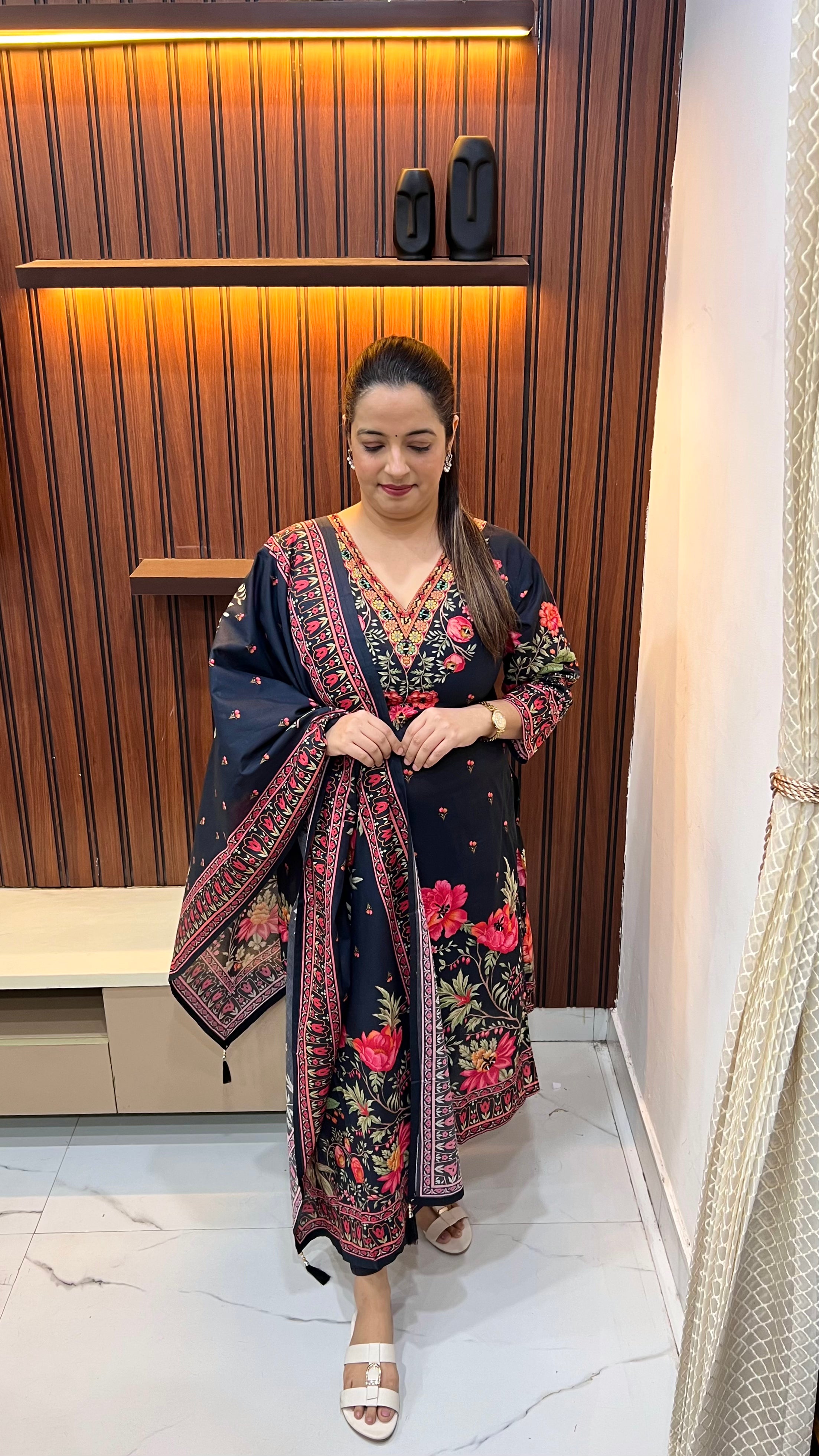 Pure Cotton Suit with Digital Print & Hand Embroidery – Elegant Everyday Wear