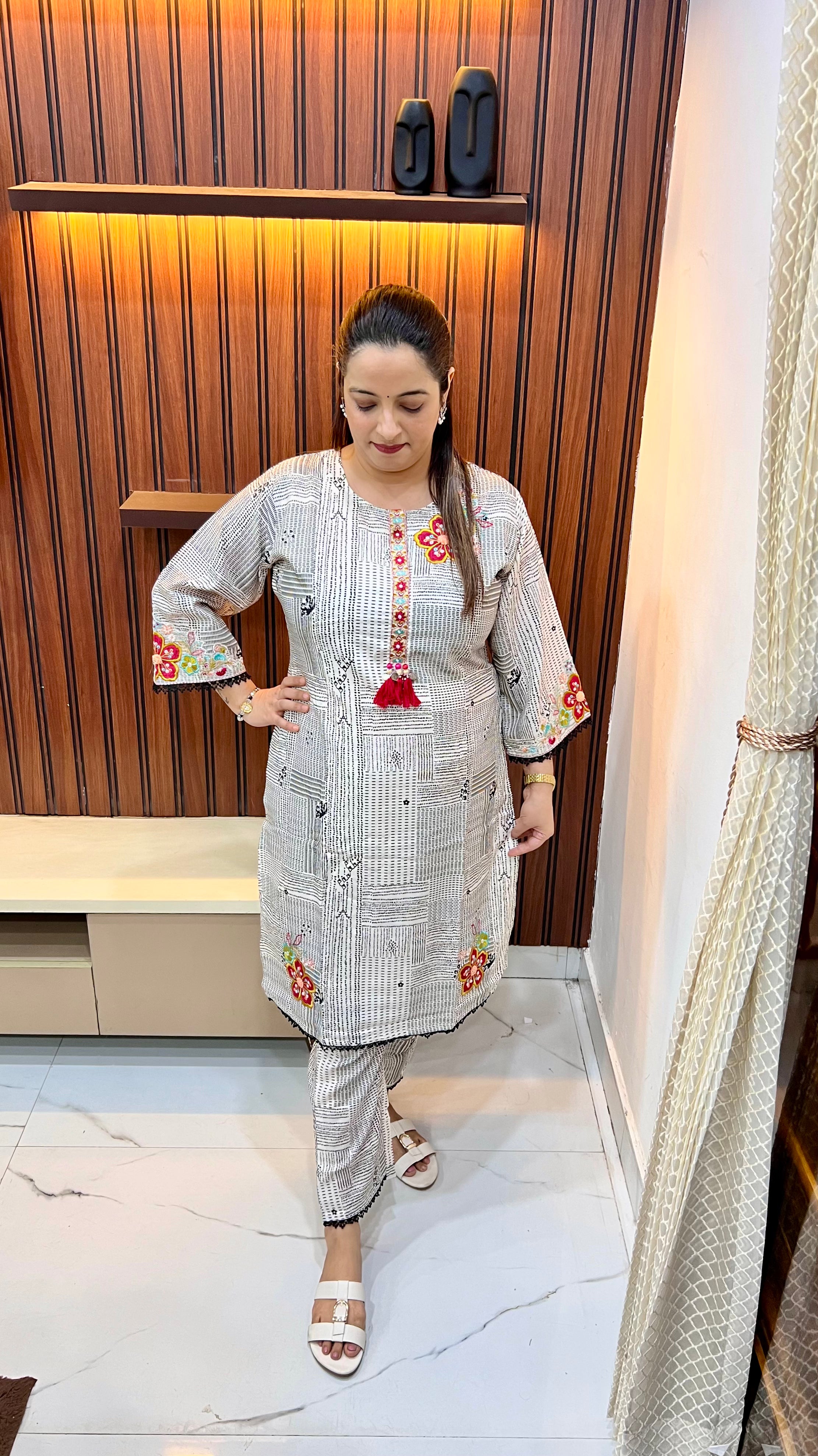 Pure Cotton Co-ord Set with Cotton Lining & Elegant Thread Embroidery