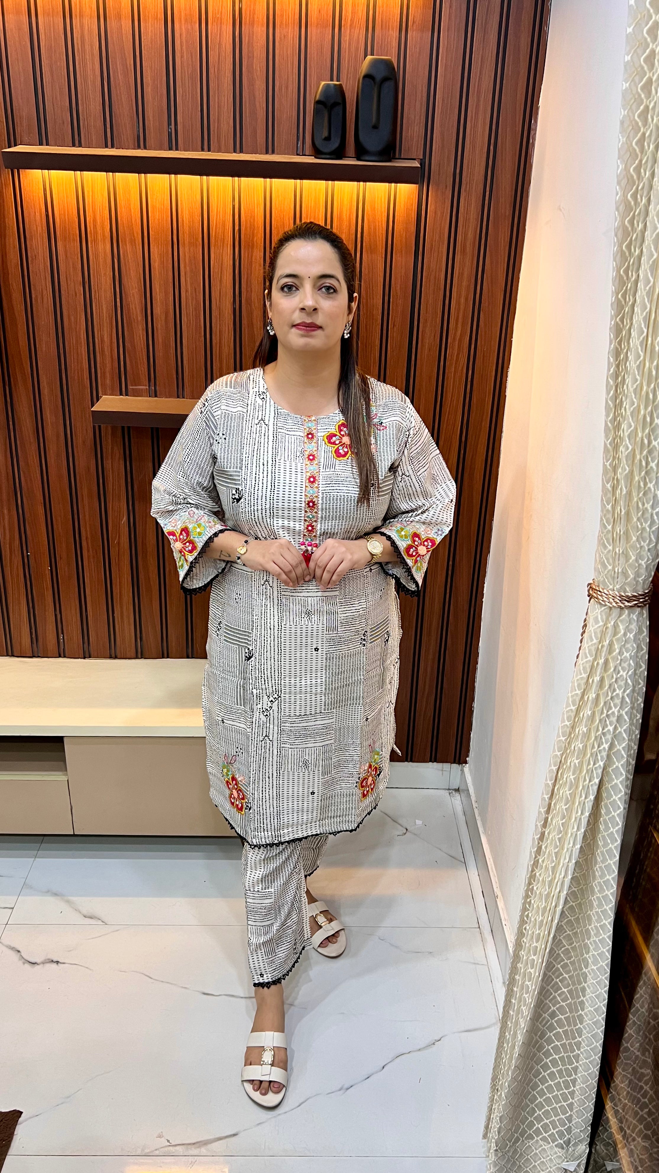 Pure Cotton Co-ord Set with Cotton Lining & Elegant Thread Embroidery