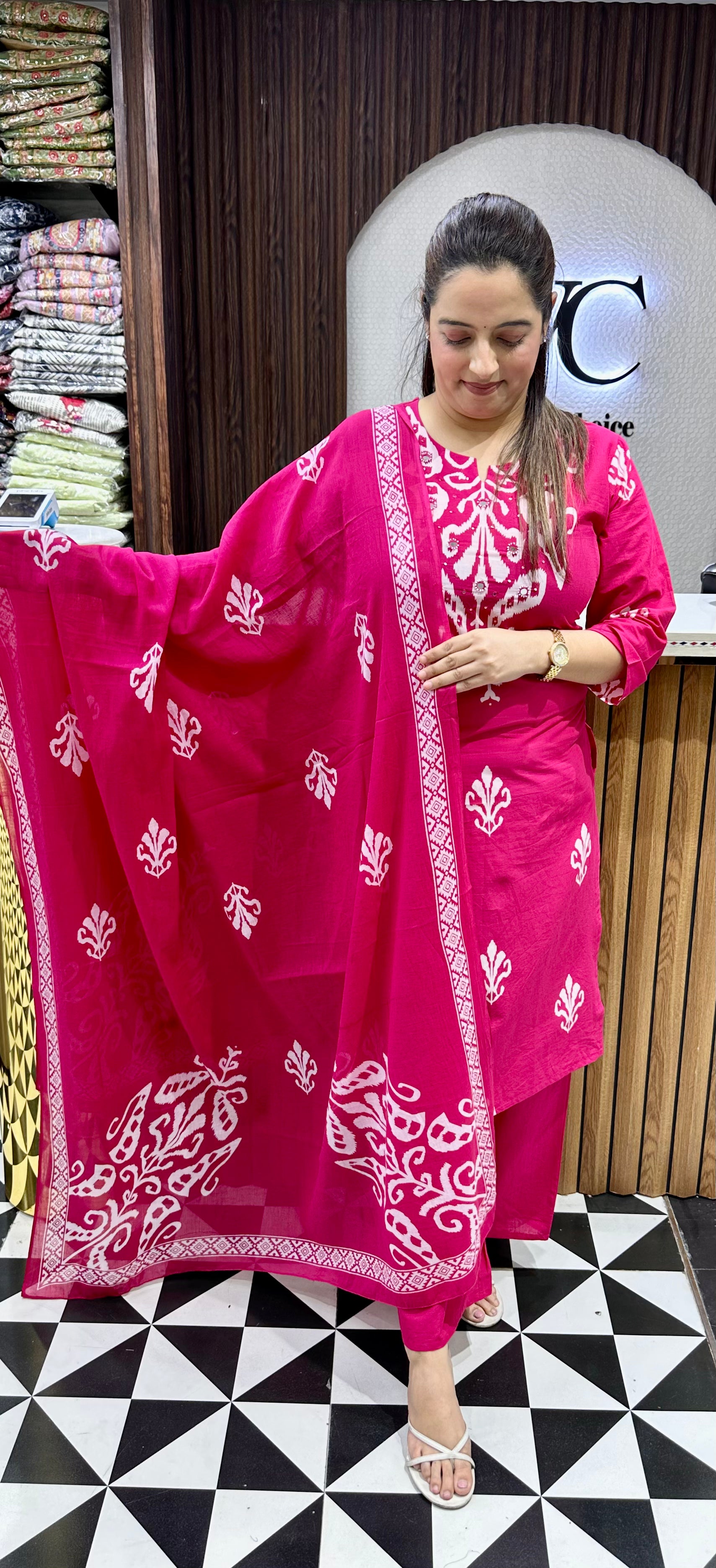 Pure Cotton Boutique Print Suit