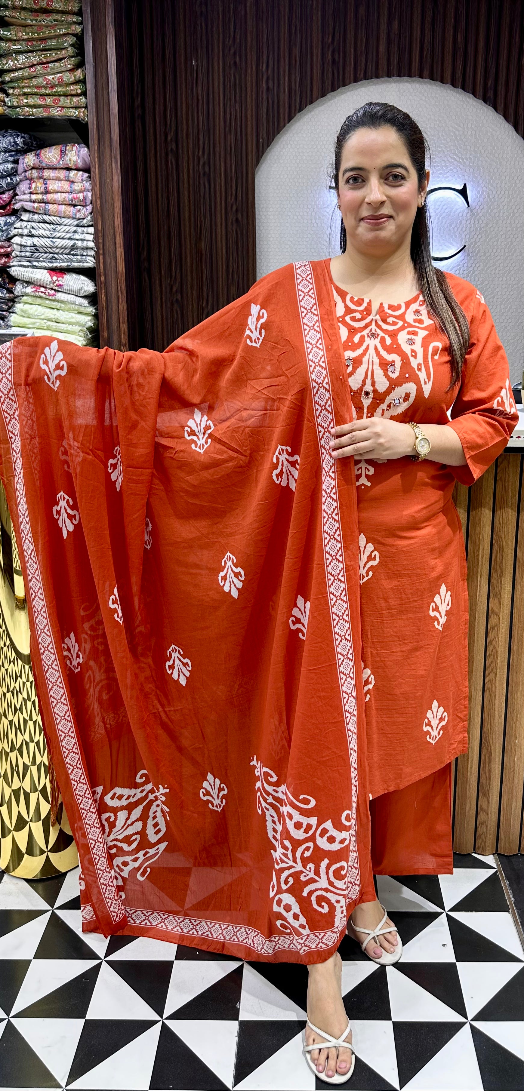 Pure Cotton Boutique Print Suit