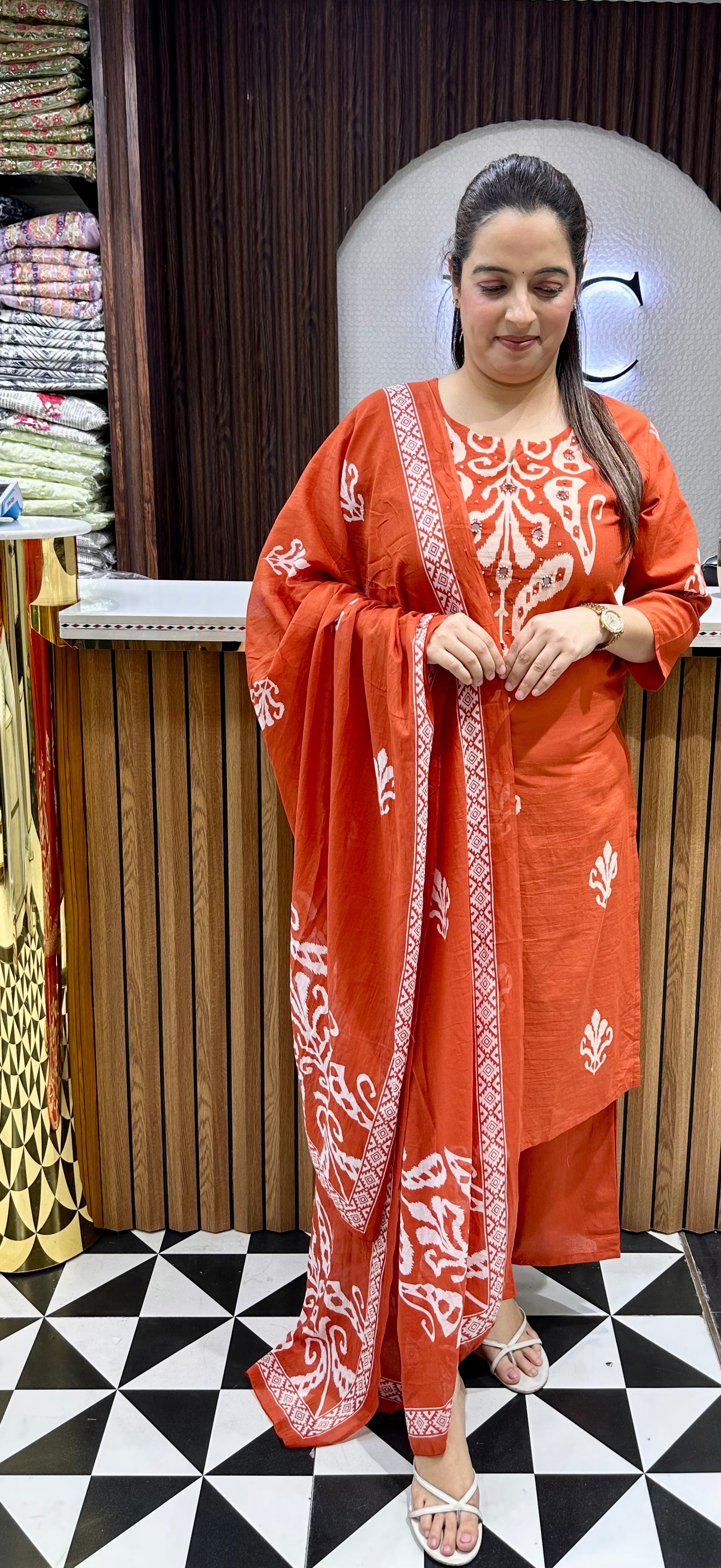 Pure Cotton Boutique Print Suit