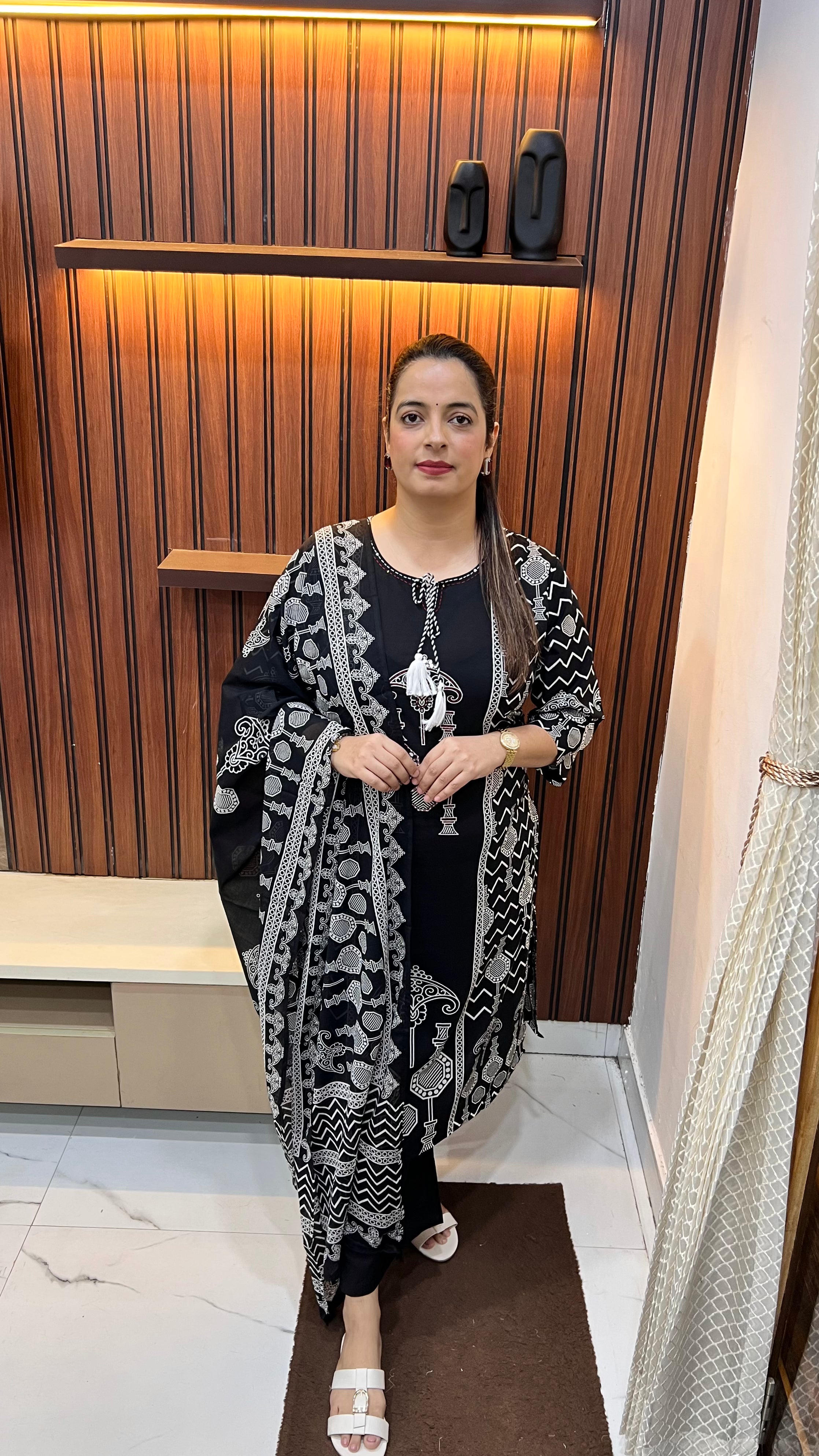 Pure Cotton Suit with Kanta Work & Handmade Dori Tassels – Elegant Ethnic Wear