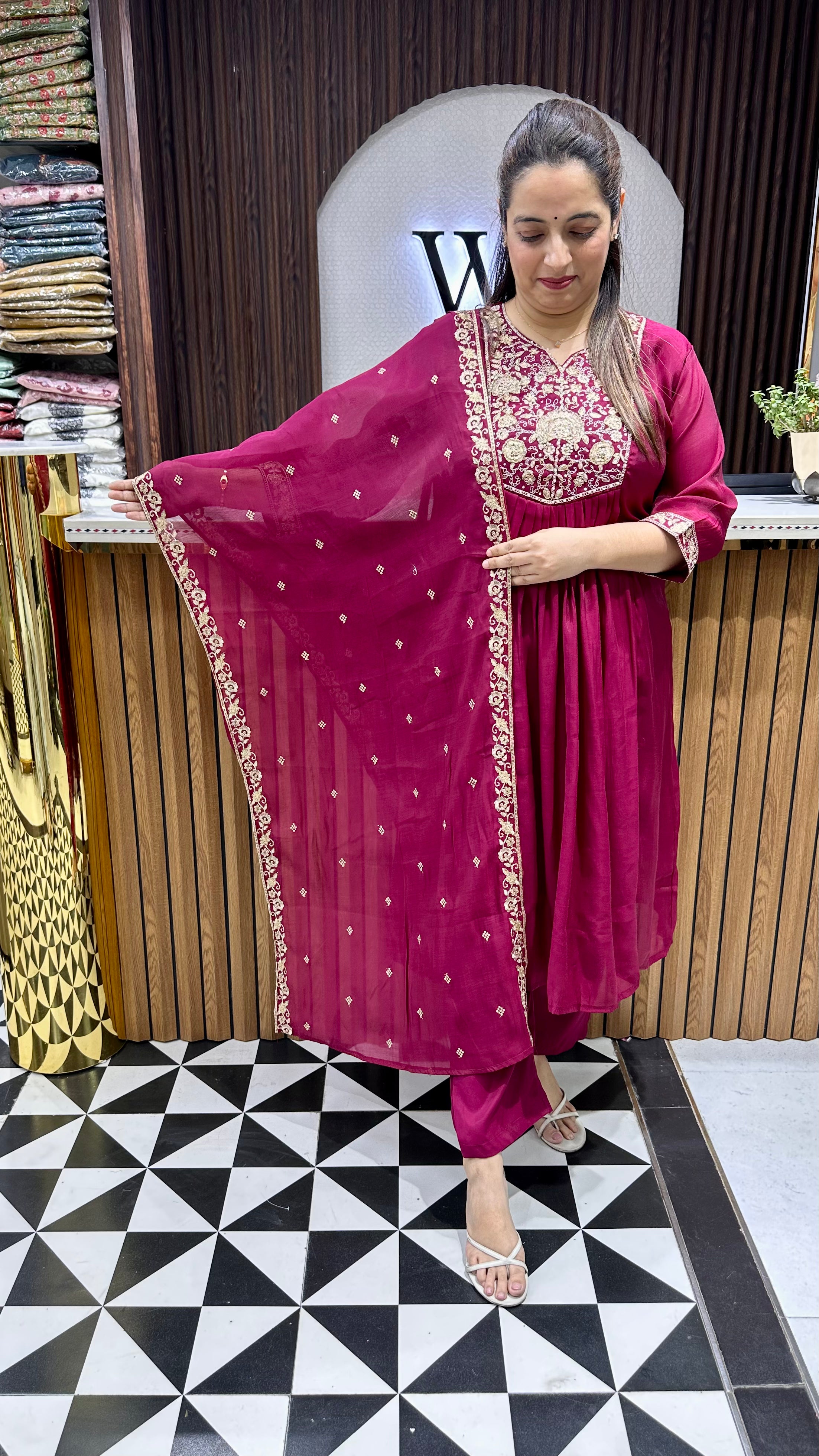 Mul Chanderi Suit with Intricate Zari Work