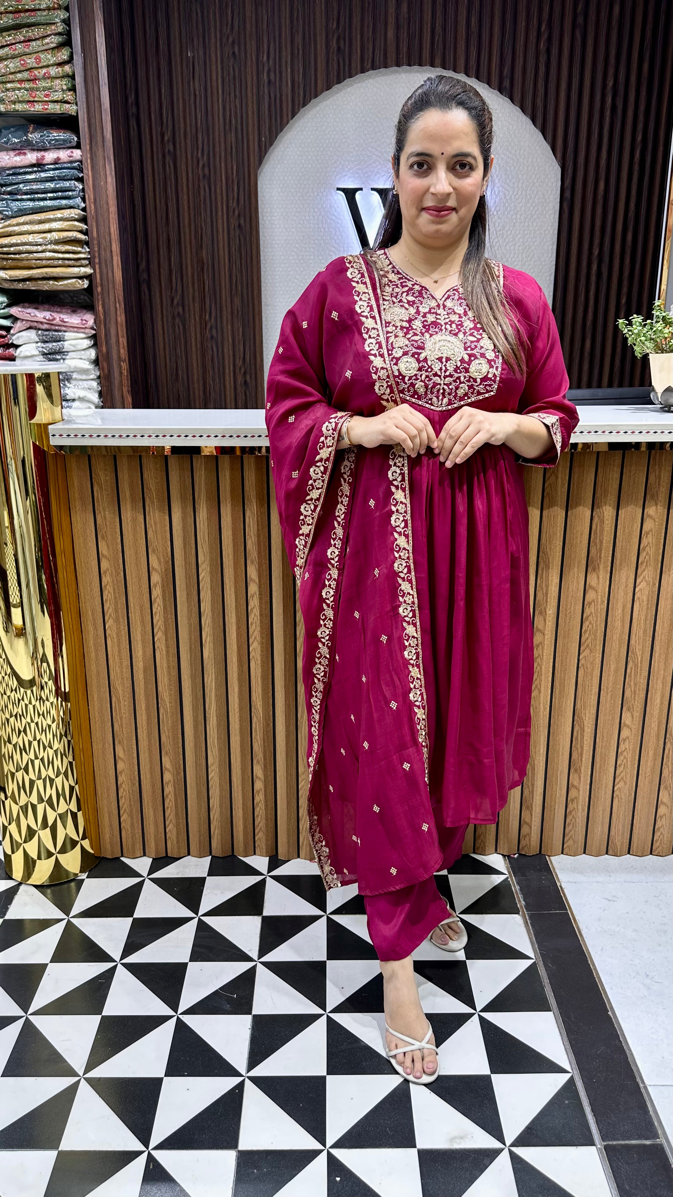 Mul Chanderi Suit with Intricate Zari Work