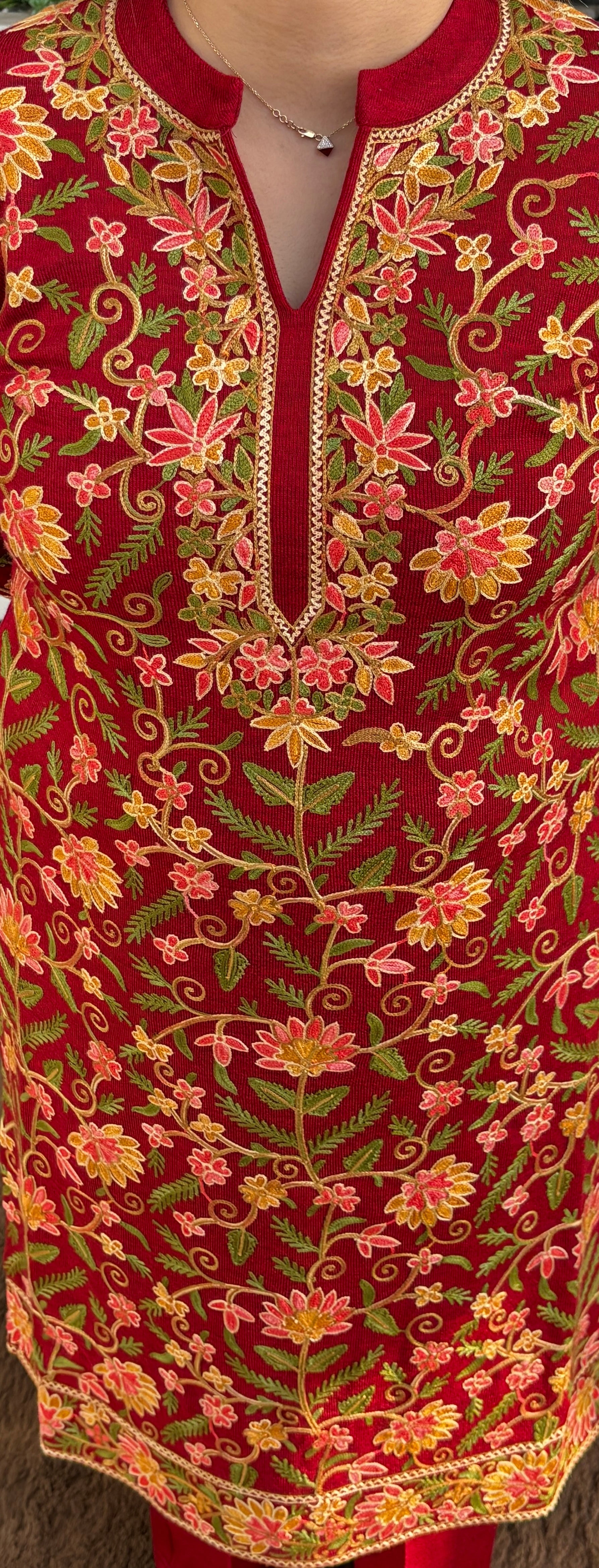 Woollen Suit — Kashmiri Kadhai with Pashmina Stole & Pockets