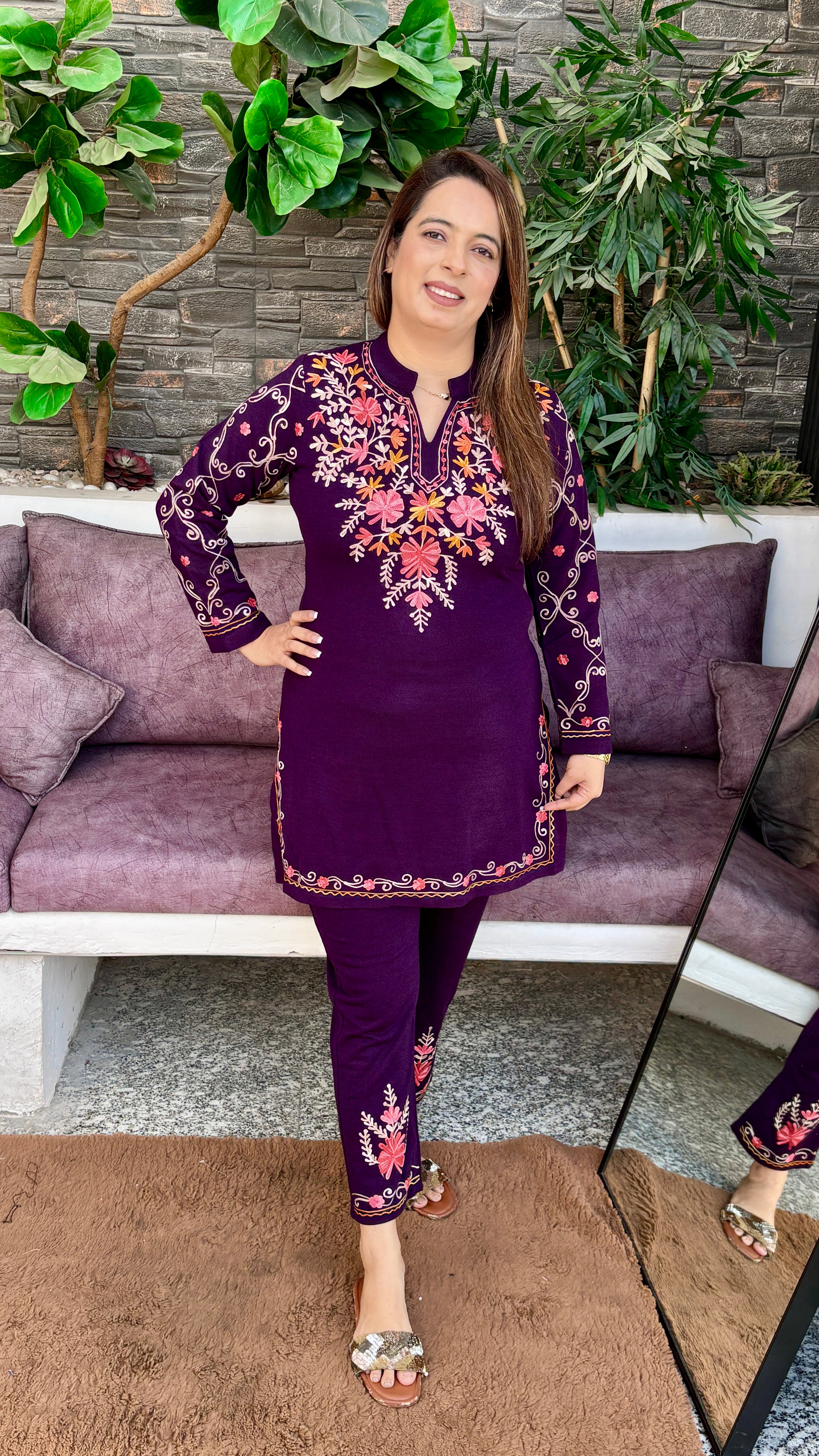 Woollen Co-ord Set — Kashmiri Kadhai with Dual Pockets