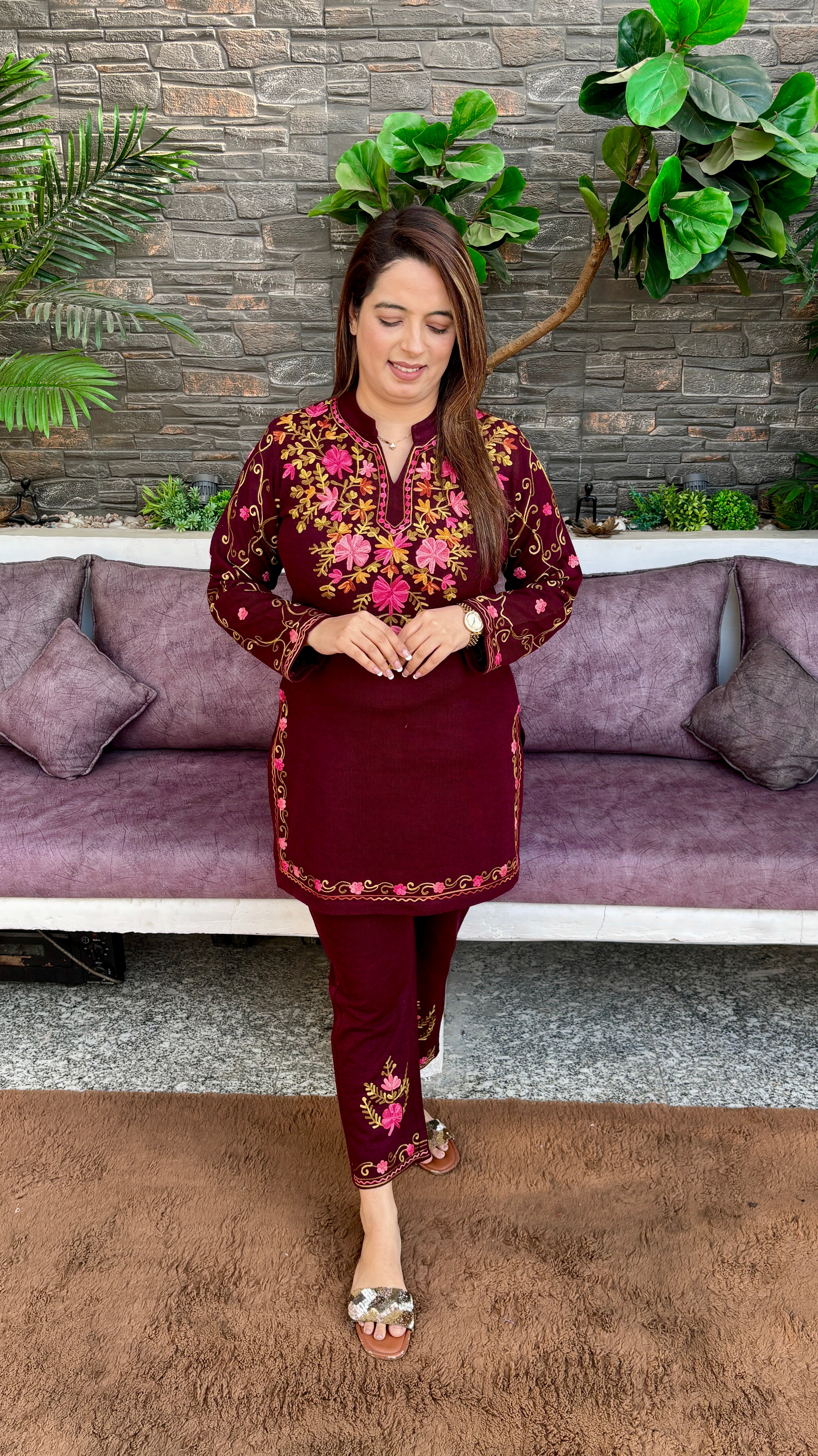 Woollen Co-ord Set — Kashmiri Kadhai with Dual Pockets