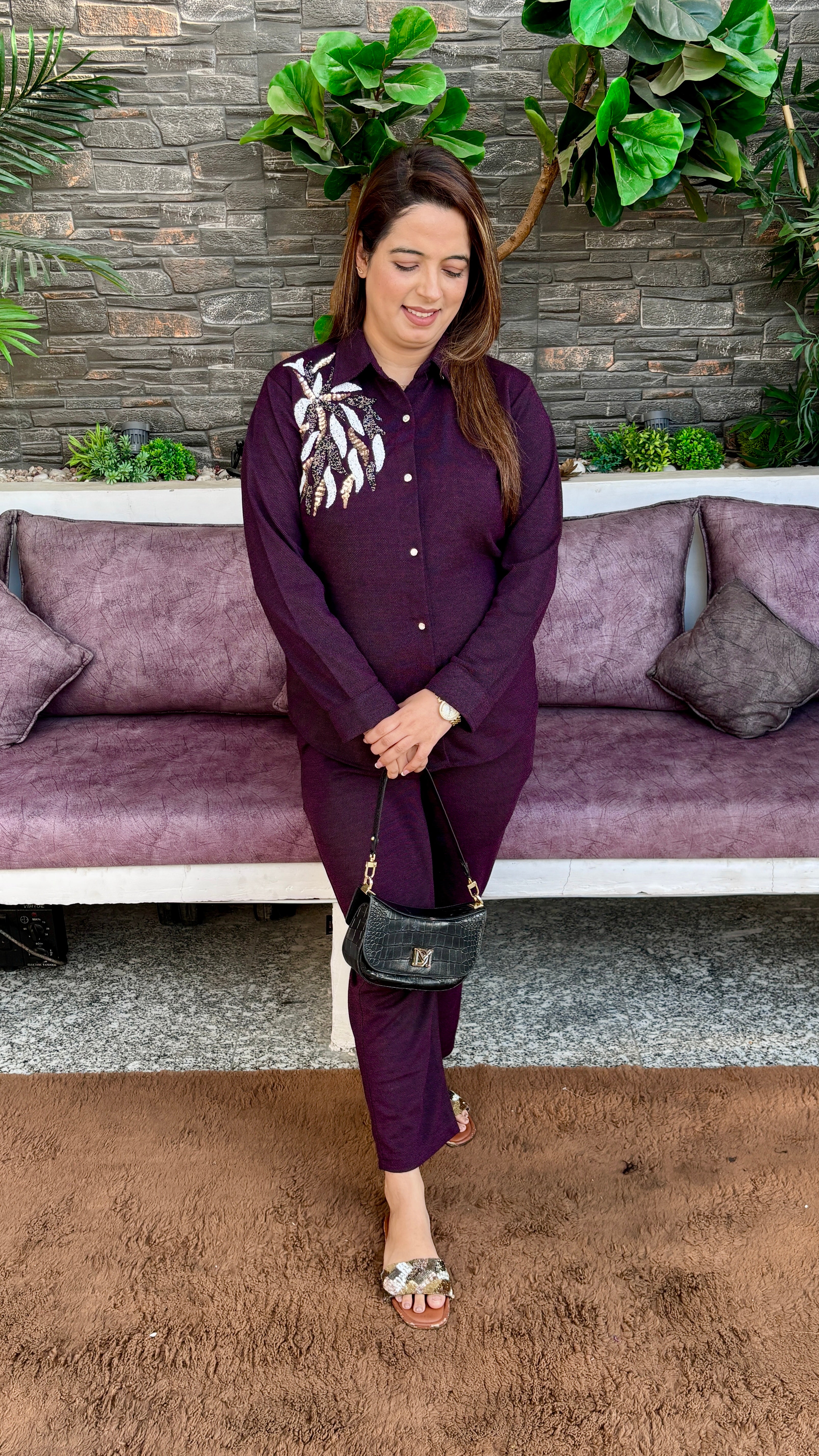 Woollen Co-ord Set — Kashmiri Kadhai with Dual-Side Pockets