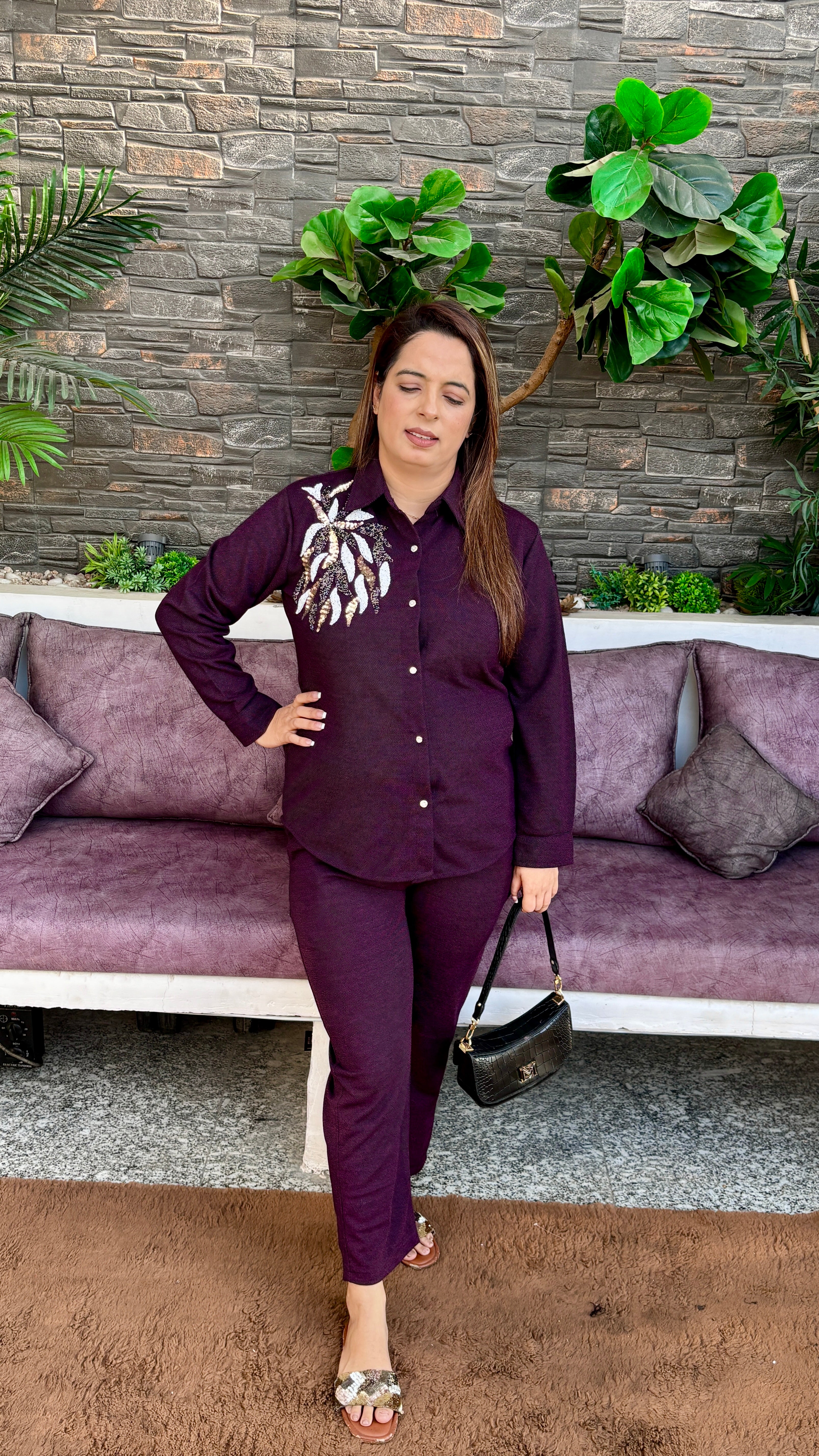 Woollen Co-ord Set — Kashmiri Kadhai with Dual-Side Pockets