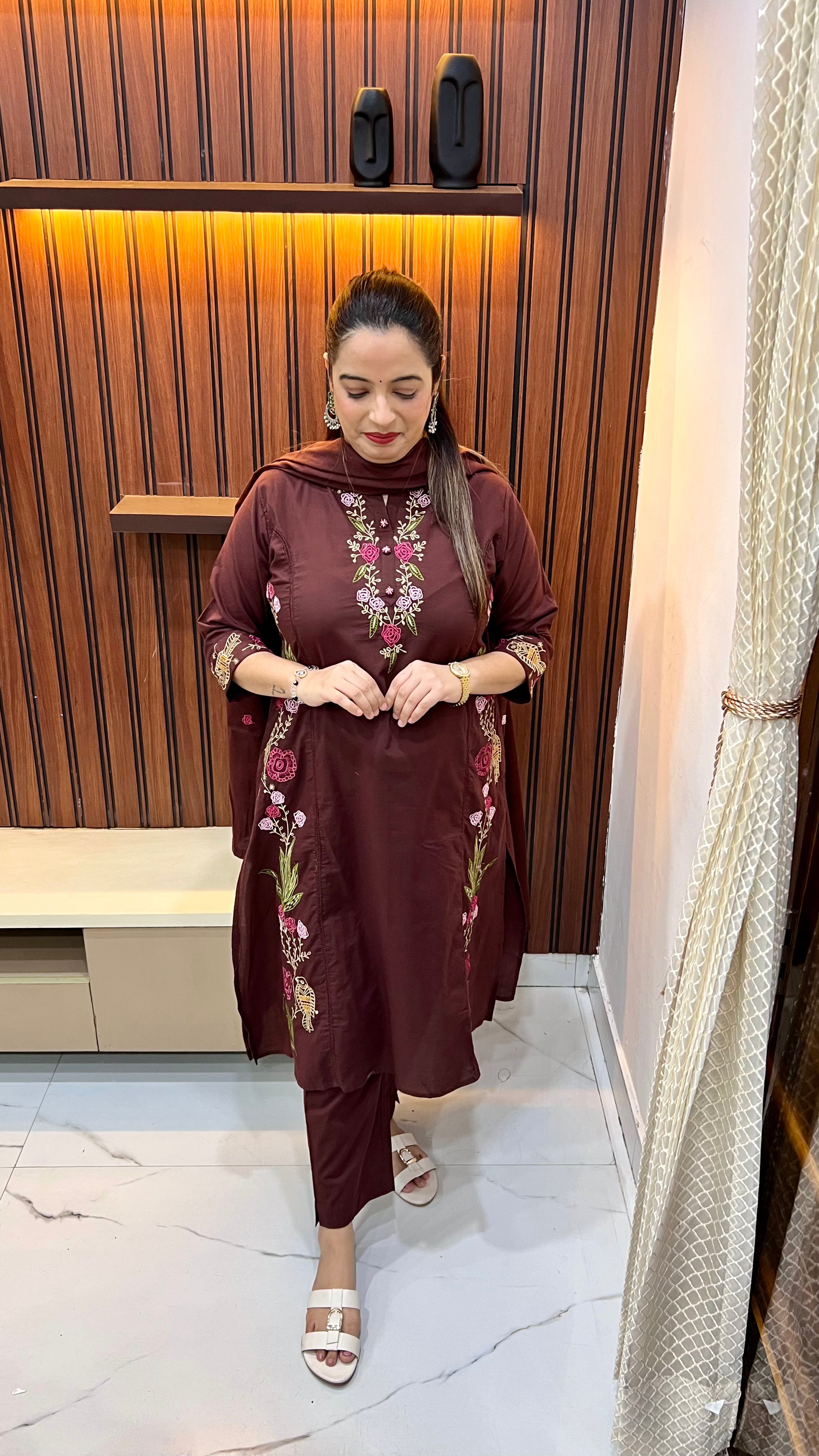 Pure Cotton Suit with Thread Embroidery & Mul Cotton Dupatta ✨