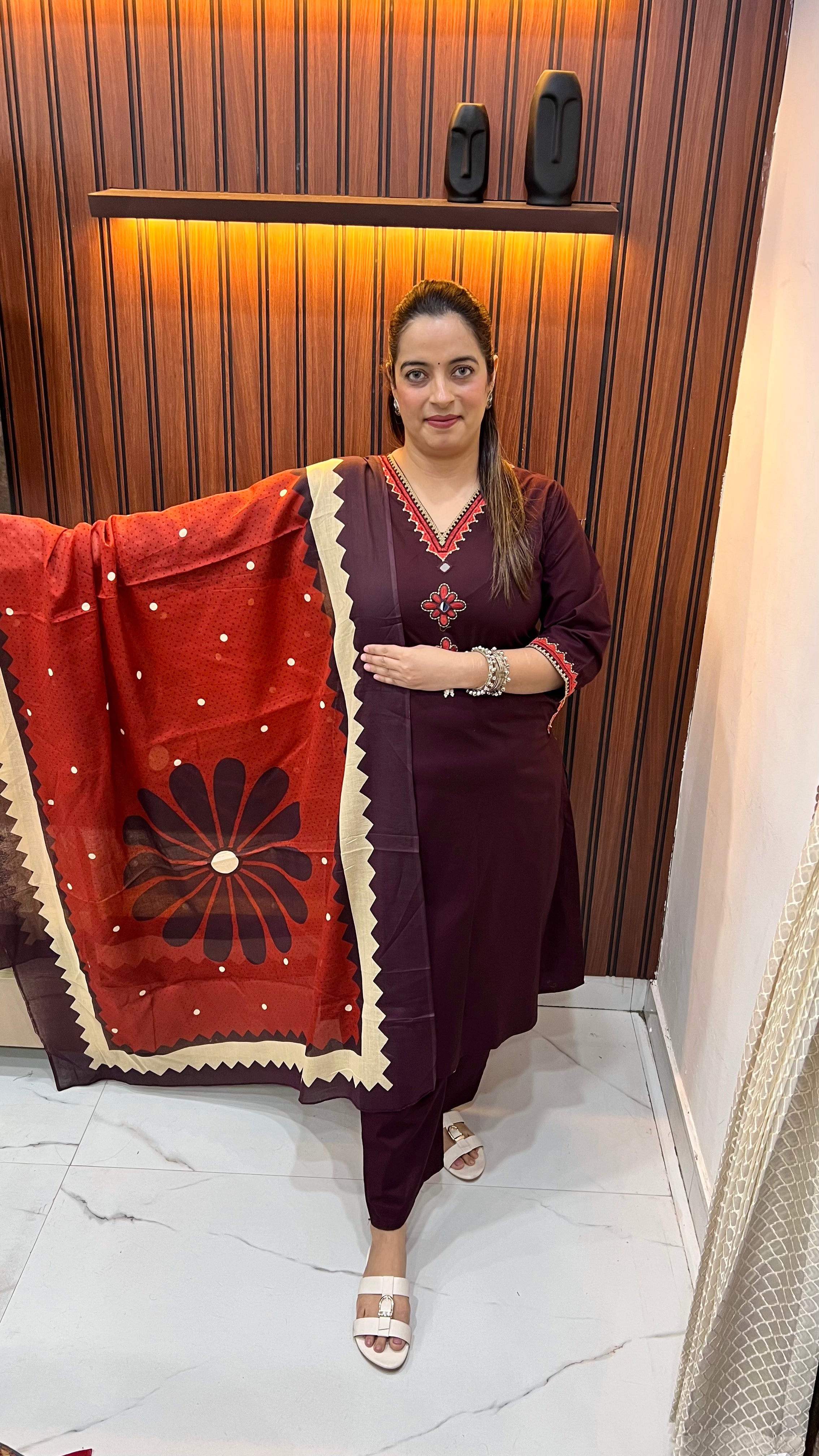 Pure Cotton Suit with Hand Embroidery & Mirror Work ✨