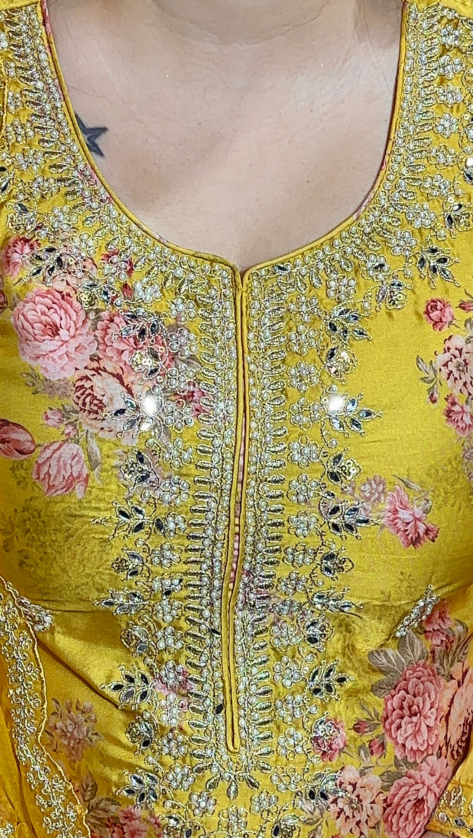 Organza wedding wear suit with digital prints